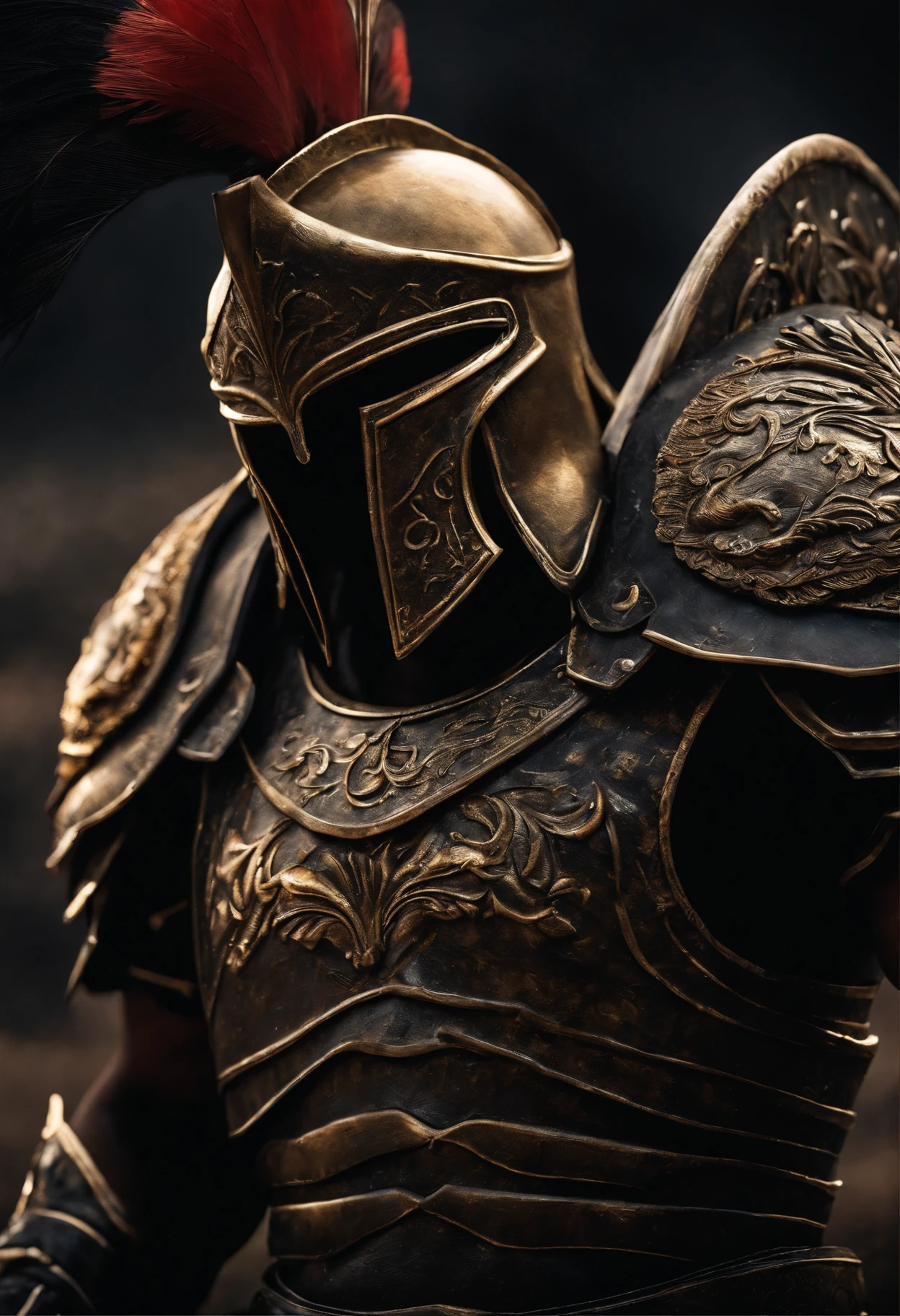 spartan warrior, fighting , stunning armor, black gold armor, epic, 8k
