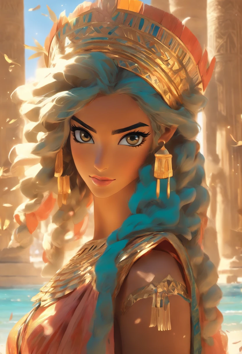 (((Phoenician goddess))) Best quality, Ultra-high resolution, 4K detailed CG, master piece,Anat,Arabian Women,atef,((Egyptian crown)),Holding the club, necklace, arabian clothes, ((( standing)))Phoenician mythology, Arabic painting style, Aesthetics, Beautiful image, Depth of field, Focus on the canvas, full bodyesbian
