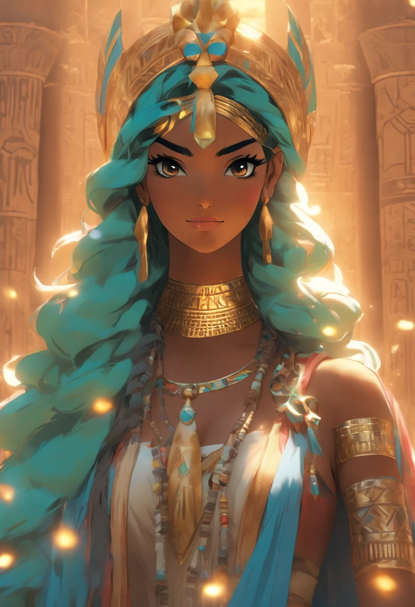 (((Phoenician goddess))) Best quality, Ultra-high resolution, 4K detailed CG, master piece,Anat,Arabian Women,atef,((Egyptian crown)),Holding the club, necklace, arabian clothes, ((( standing)))Phoenician mythology, Arabic painting style, Aesthetics, Beautiful image, Depth of field, Focus on the canvas, full bodyesbian