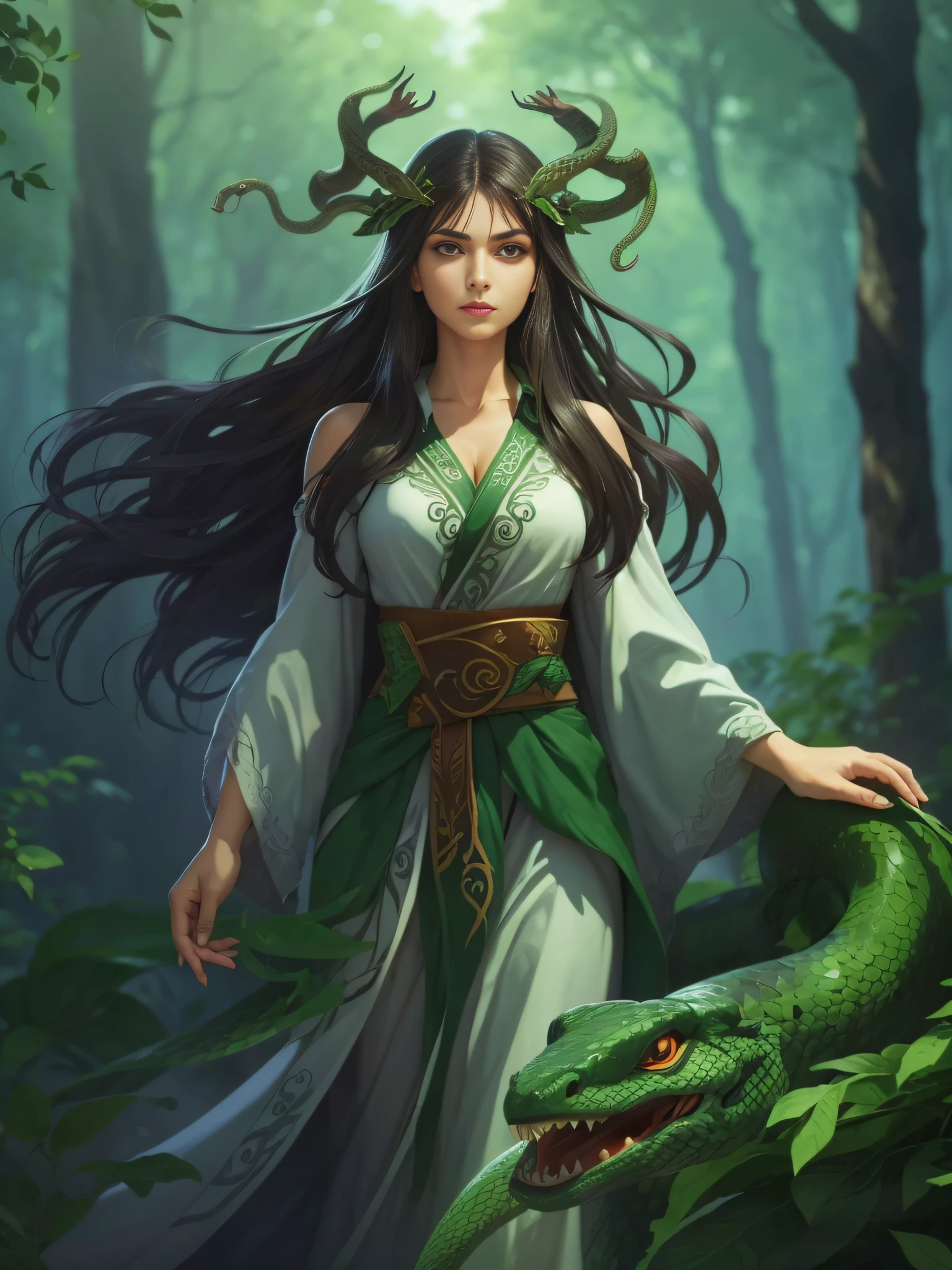 bela, feiticeira, serpente