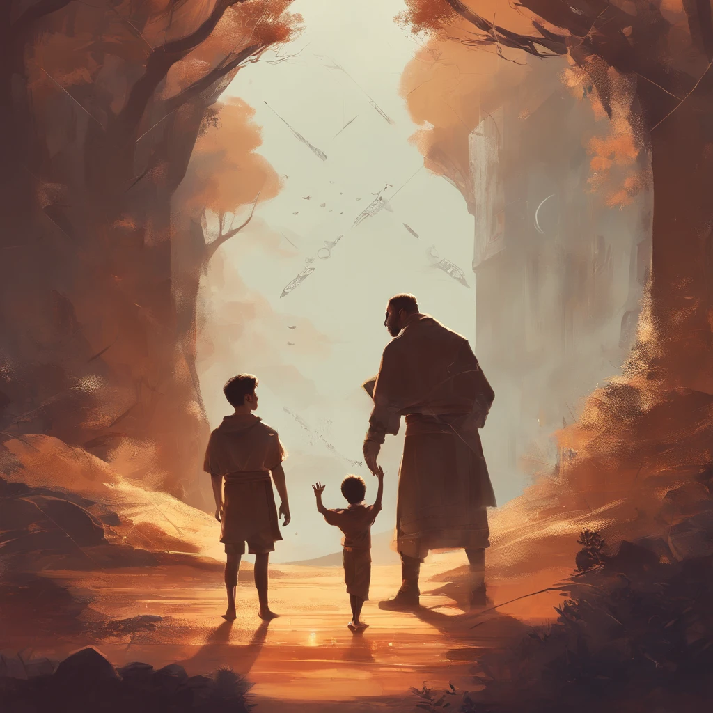 In front of the father Frolicking
