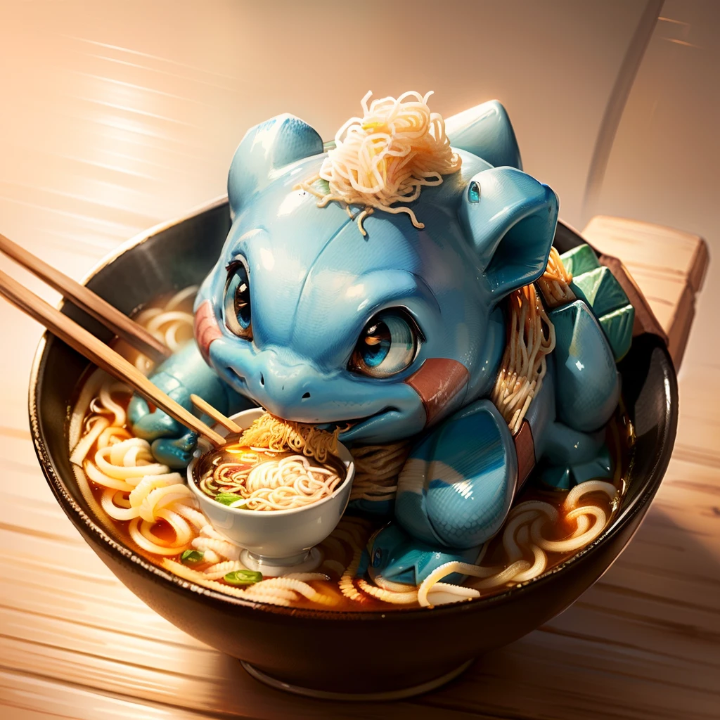 Squirtle eating ramen