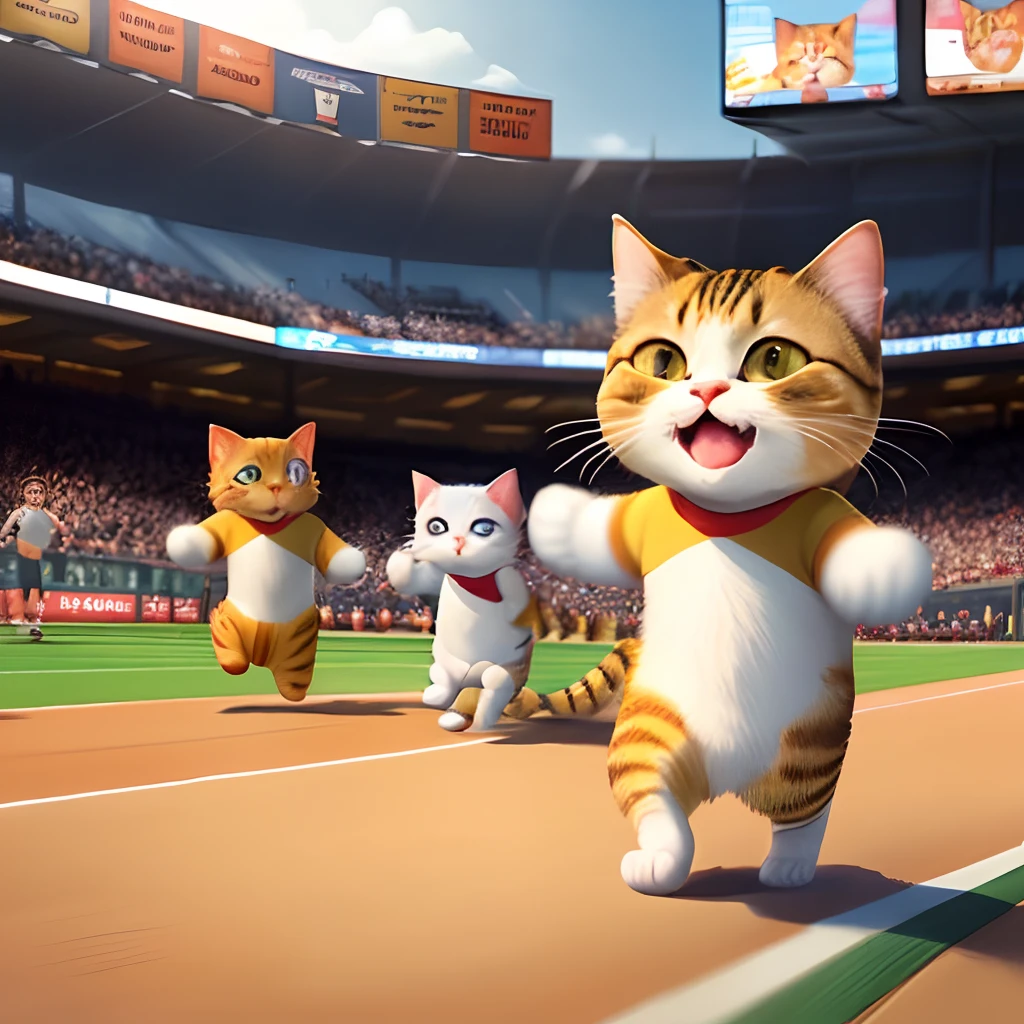 Cartoon Cats cheering “go,go,go” like at a sports game