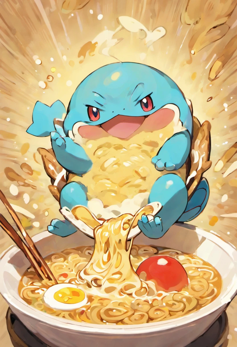 Squirtle eating ramen