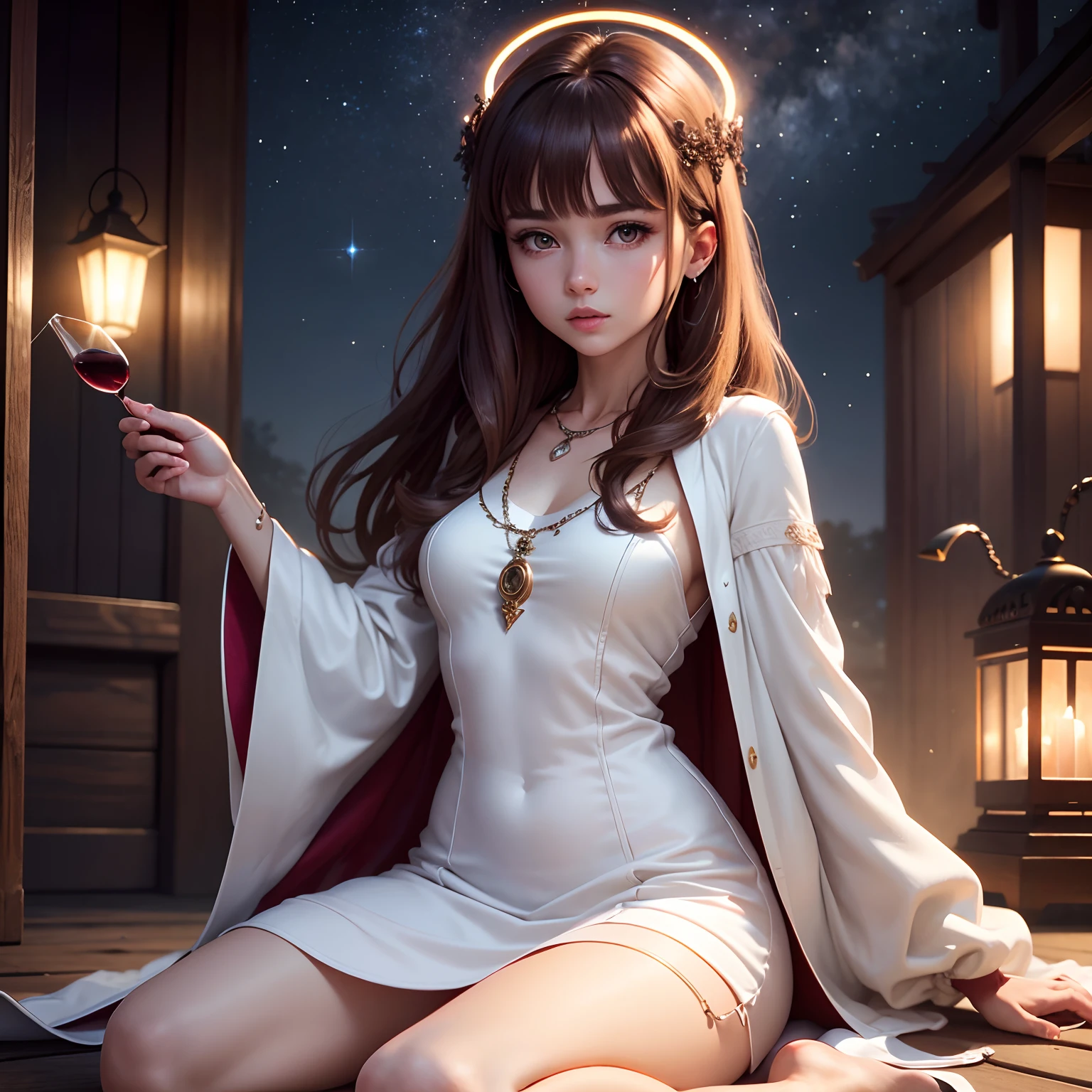 emma watson as a white priestess girl. tight dress. spread legs. background moon. sharp focus, natural lighting, subsurface scattering, f2, 35mm, film grain