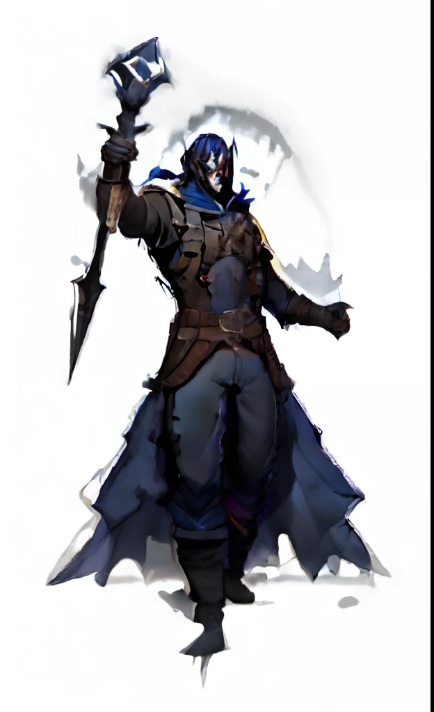 um desenho de um homem com uma roupa azul segurando uma espada, Drow macho, Caractere DND, Ranger Drow, Do Pathfinder, jovem mago das sombras macho, Lich Demon Mage Classe, Drow, d&d arte do personagem dark sun, dungeons and dragons character, Arcanista das Trevas, como um caractere dnd, Personagem de fantasia dnd, Mago morto-vivo, feiticeiro masculino malvado