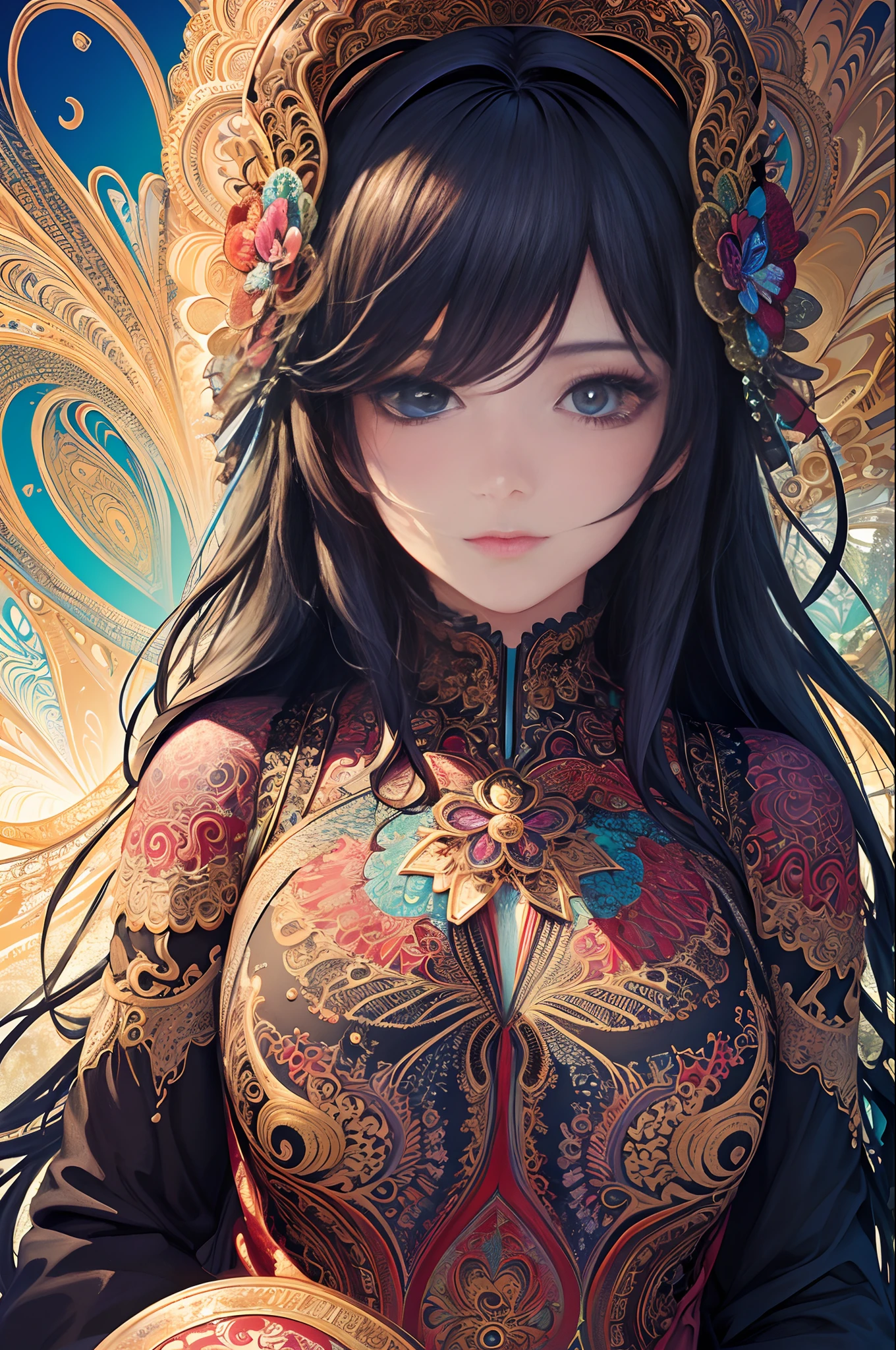 (masterpiece, top quality, best quality, official art, beautiful and aesthetic:1.2), (1girl), extreme detailed,(fractal art:1.3),colorful,highest detailed