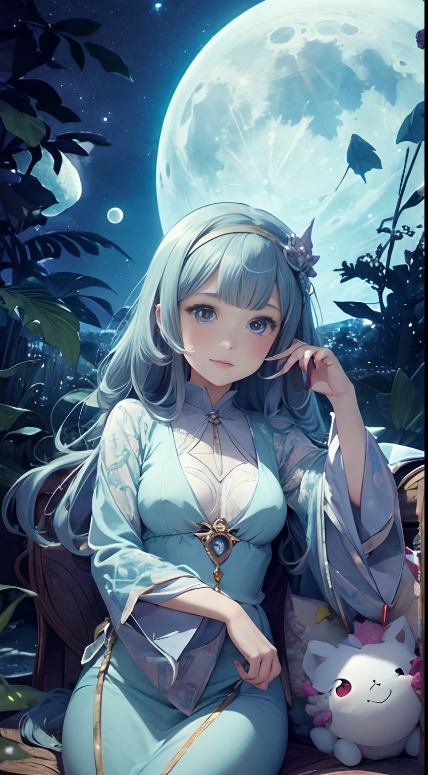 Maurice Sendak, Mabel Attwell, Japanese Anime, Surreal Mysterious Weird Fantastic Fantasy Sci-Fi, Beautiful Girl, perfect voluminous body, The Moon is Sponge Cake, Two-Seater Airplane, Hymn to the Planets, Aurora, detailed masterpiece Cute sexy erotic sweet angelic innocent beauty