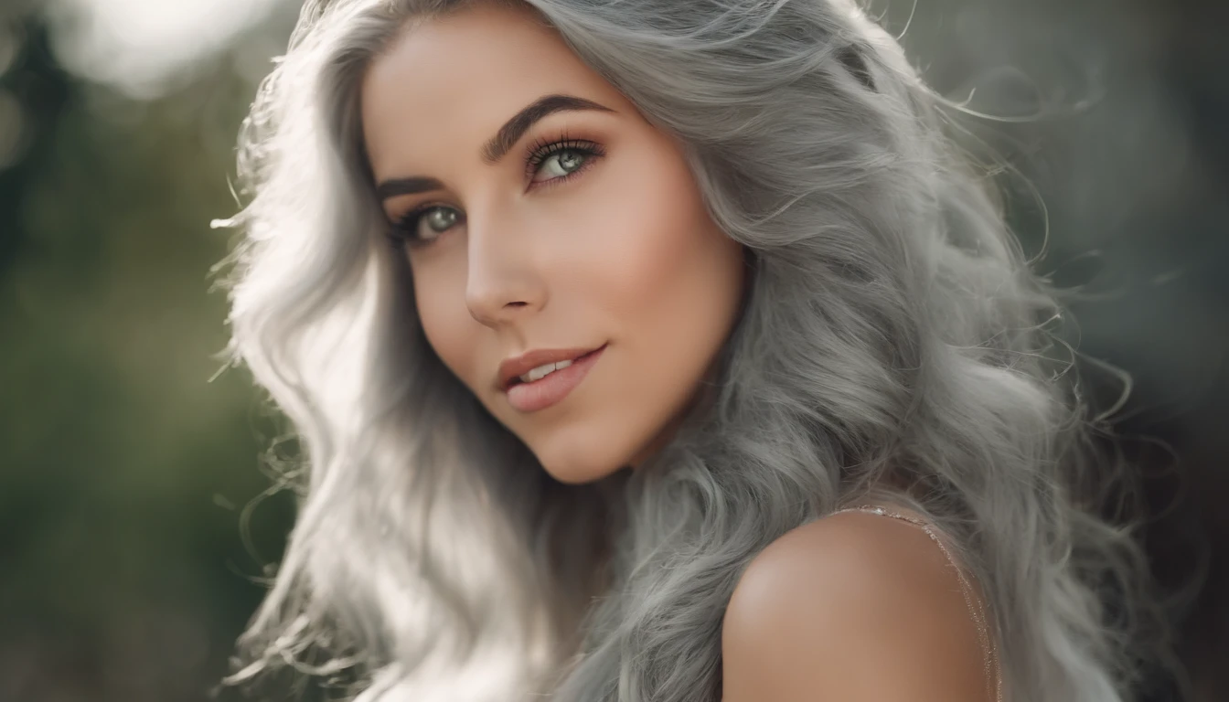 White sheer short tank top dress girl, Sexy girl with green eyes, Portrait of Sophie Mudd, (Big Eyes:1.2 ), (Subtle turquoise eyes), (Voluminous gray hair: 1.8), (White hair), (large eyes), (White hair), (large eyes), (White hair), (large eyes), Selfie of a young woman, without makeup, natural makeup, Straight Looking at the Camera, Faces with artgrams, Subtle makeup, Amazing full-body shots, Pierced green eyes, Beautiful angles, attractive pose, Cute Girl, Sexy Pose, full body photograph, s whole body, full body shooting, Brunette Goddess, High Detail, Satisfying pose, seaside, waves, Sunny weather, shining sun, (Hair fluttering in the breeze), Sunny weather, shining sun, (Hair fluttering in the breeze), (Hair fluttering in the breeze)