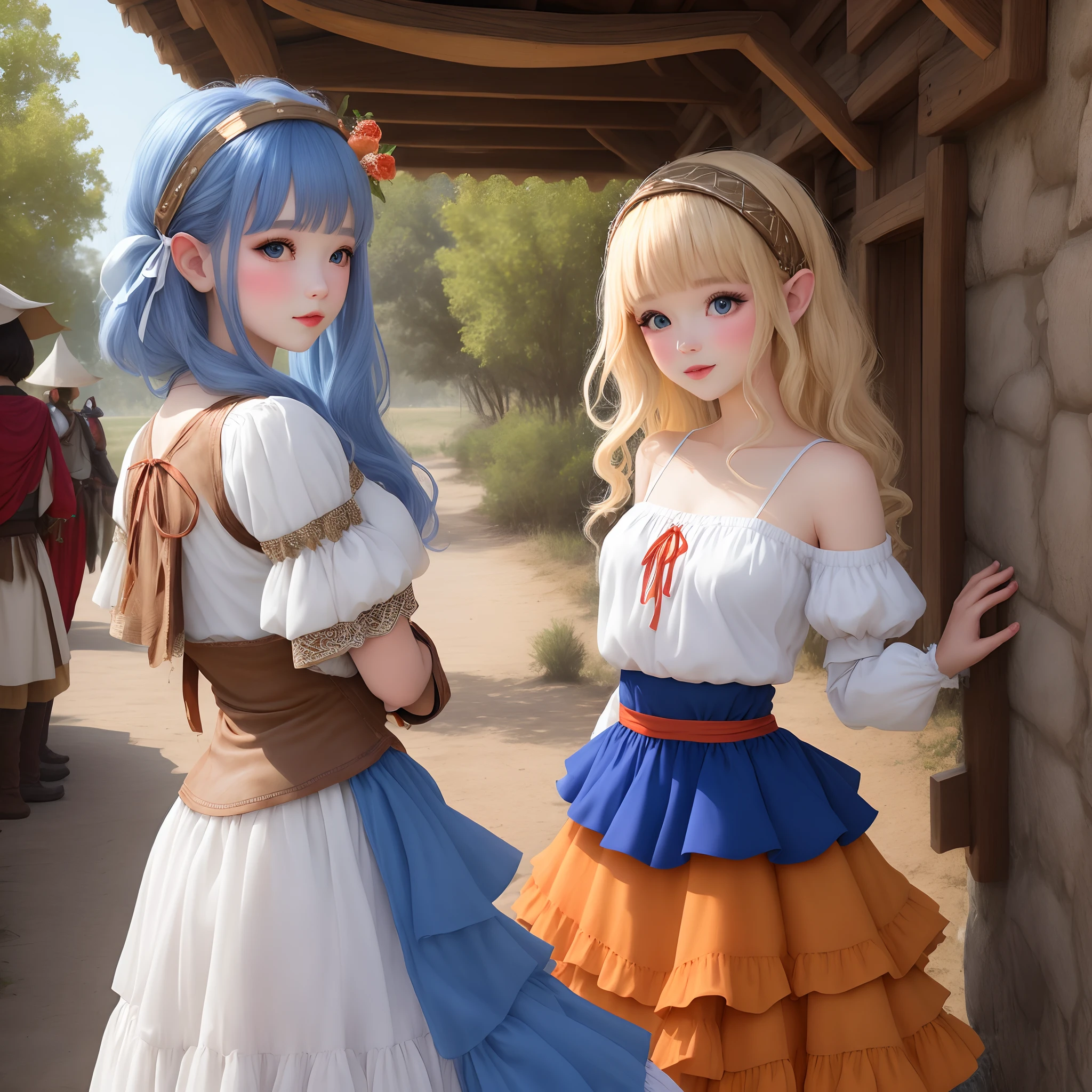 Fairy blue red orange white a tulle asymmetrical skirt layered renfair