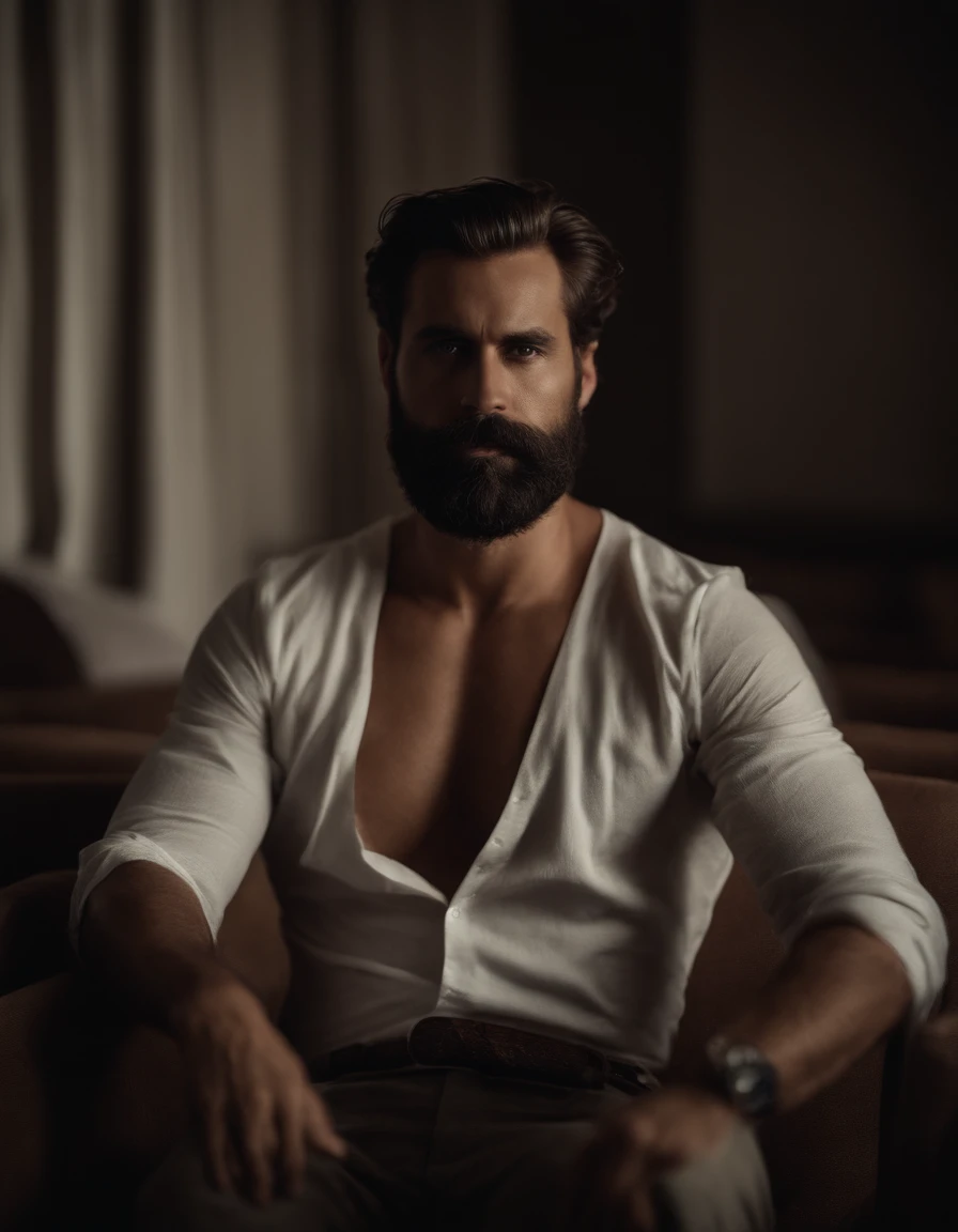 Hombre con barba, desnudo
