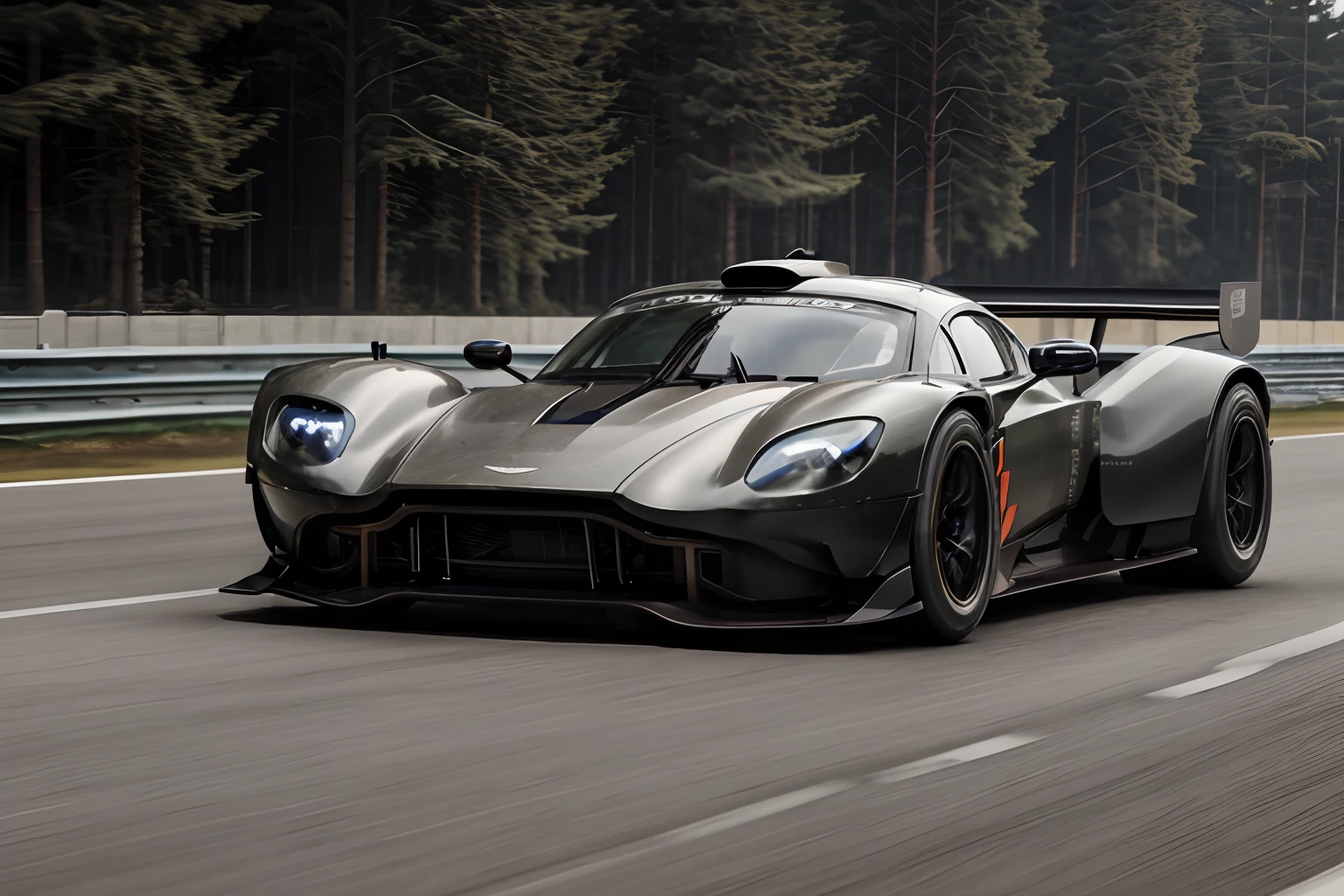 masterpiece best quality、(Aston Martin Valkyrie)、(Le Mans Hypercar)、(Circuit-specific vehicles)、photographrealistic、8K、Streamlined futuristic、Dynamic Graphics、Ride the race track、