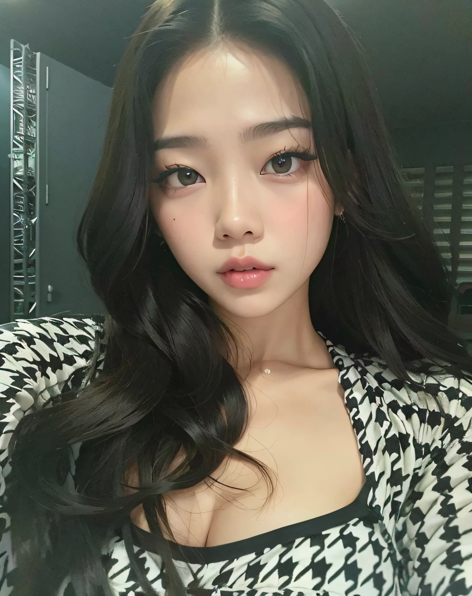 Un primer plano de una mujer con el pelo largo que lleva una camisa blanca y negra, Blackpink Jennie, Jossi de Blackpink, Parque Roseanne de Blackpink, Retrato de Jossi de Blackpink, Jaeyeon Nam, Heonhwa Choe, Jinyoung Shin, Lalisa Manobal, Parque Ji-min, ulzzang, 韓国アイドル, Lalisa Manoban de Blackpink