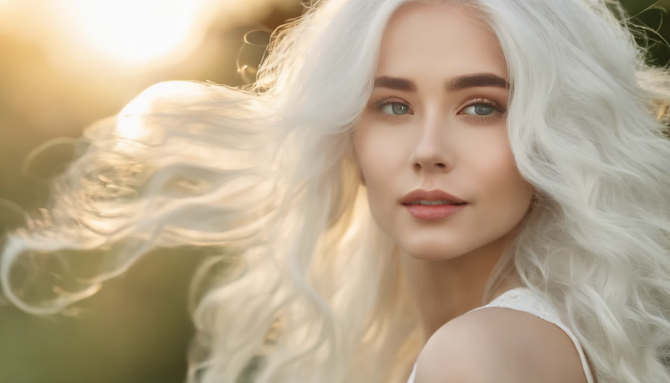 White sheer short tank top dress girl, Sexy girl with green eyes, Portrait of Sophie Mudd, (Big Eyes:1.2 ), (Subtle turquoise eyes), (Voluminous white hair: 1.8), (white hair), (large eyes), (white hair), (large eyes), (white hair), (large eyes), Selfie of a young woman, without makeup, natural makeup, Straight Looking at the Camera, Faces with artgrams, Subtle makeup, Amazing full-body shots, Pierced green eyes, Beautiful angles, attractive pose, Cute Girl, Sexy Pose, full body photograph, s whole body, full body shooting, White hair goddess, High Detail, Satisfying pose, seaside, waves, Sunny weather, shining sun, (Hair blowing in the breeze), Sunny weather, shining sun, (Hair blowing in the breeze), (Hair blowing in the breeze)