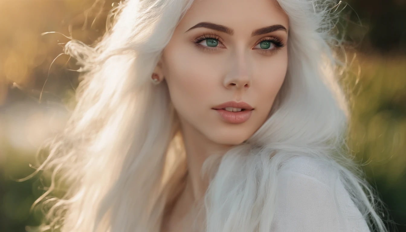 White sheer short tank top dress girl, Sexy girl with green eyes, Portrait of Sophie Mudd, (Big Eyes:1.2 ), (Subtle turquoise eyes), (Voluminous white hair: 1.8), (white hair), (large eyes), (white hair), (large eyes), (white hair), (large eyes), Selfie of a young woman, without makeup, natural makeup, Straight Looking at the Camera, Faces with artgrams, Subtle makeup, Amazing full-body shots, Pierced green eyes, Beautiful angles, attractive pose, Cute Girl, Sexy Pose, full body photograph, s whole body, full body shooting, White hair goddess, High Detail, Satisfying pose, seaside, waves, Sunny weather, shining sun, (Hair blowing in the breeze), Sunny weather, shining sun, (Hair blowing in the breeze), (Hair blowing in the breeze)