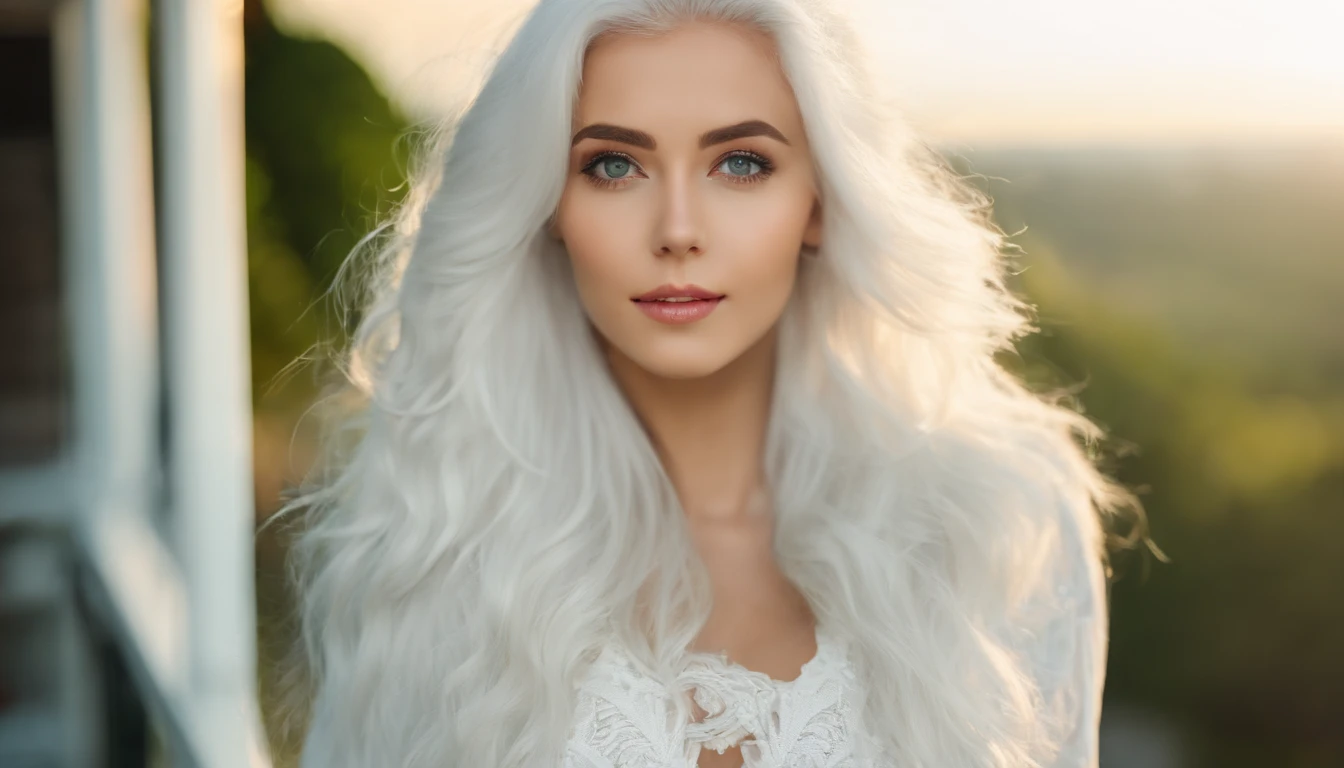 White sheer short tank top dress girl, Sexy girl with green eyes, Portrait of Sophie Mudd, (Big Eyes:1.2 ), (Subtle turquoise eyes), (Voluminous white hair: 1.8), (white hair), (large eyes), (white hair), (large eyes), (white hair), (large eyes), Selfie of a young woman, without makeup, natural makeup, Straight Looking at the Camera, Faces with artgrams, Subtle makeup, Amazing full-body shots, Pierced green eyes, Beautiful angles, attractive pose, Cute Girl, Sexy Pose, full body photograph, s whole body, full body shooting, White hair goddess, High Detail, Satisfying pose, seaside, waves, Sunny weather, shining sun, (Hair blowing in the breeze), Sunny weather, shining sun, (Hair blowing in the breeze), (Hair blowing in the breeze)