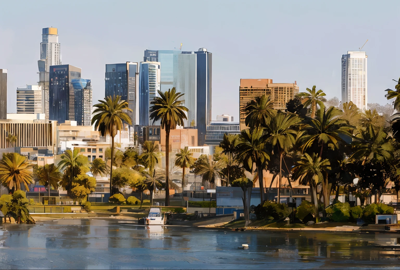 Araf palm trees line the coastline of the city's rivers, los angeles ca, los angelos, los angelos, Beautiful city, southern california, around the city, Los Angeles 2 0 1 5, City view, long beach background, around the city, City in the background, urban in the background, !Dream Los Angeles, view over city, california;