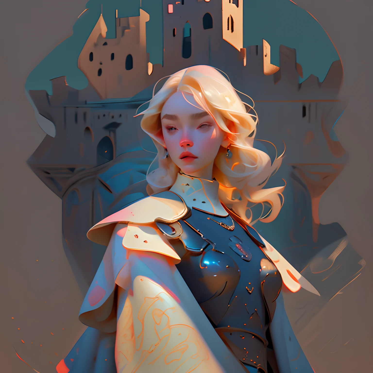 Remove the text,medieval background,castle in background,The characters are delicate,ellegance,4K