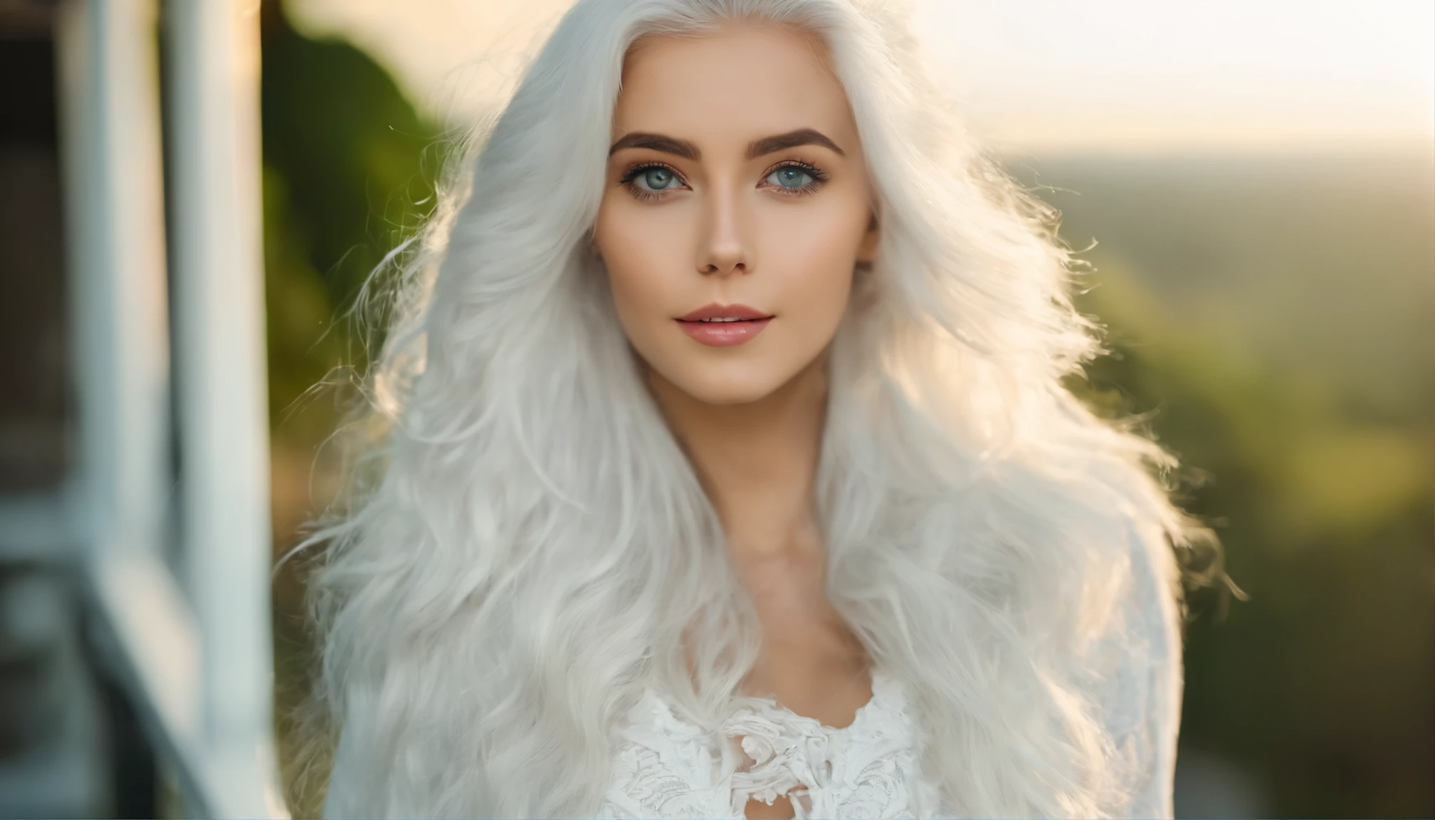 White sheer short tank top dress girl, Sexy girl with green eyes, Portrait of Sophie Mudd, (Big Eyes:1.2 ), (Subtle turquoise eyes), (Voluminous white hair: 1.8), (white hair), (large eyes), (white hair), (large eyes), (white hair), (large eyes), Selfie of a young woman, without makeup, natural makeup, Straight Looking at the Camera, Faces with artgrams, Subtle makeup, Amazing full-body shots, Pierced green eyes, Beautiful angles, attractive pose, Cute Girl, Sexy Pose, full body photograph, s whole body, full body shooting, White hair goddess, High Detail, Satisfying pose, seaside, waves, Sunny weather, shining sun, (Hair blowing in the breeze), Sunny weather, shining sun, (Hair blowing in the breeze), (Hair blowing in the breeze)