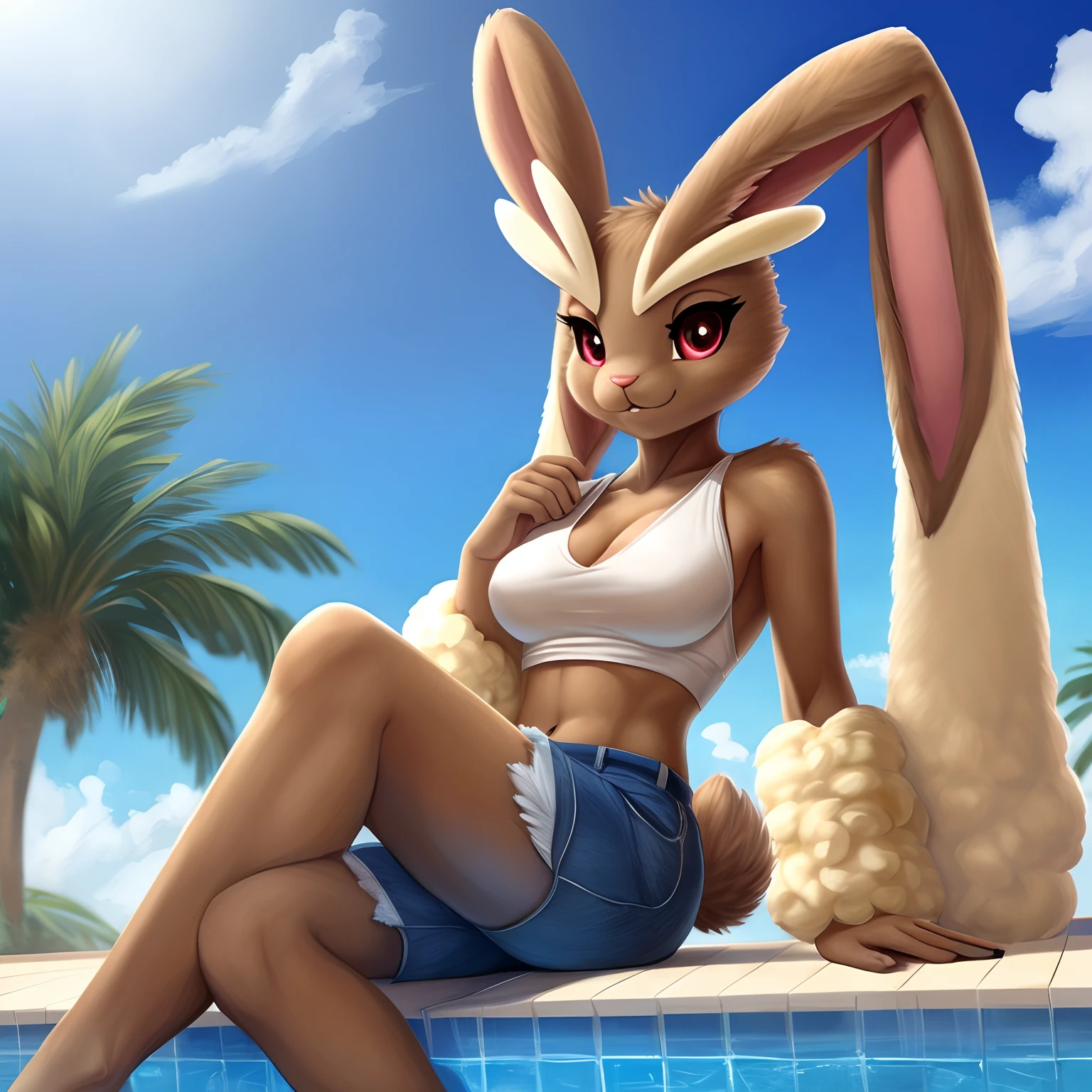 (naked)(nude)(nsfw) Chica solitaria, Judy Hopps, cara adorable, cute expression, perfect anatomy, hermoso paisaje, cara detallada. Big breasts,