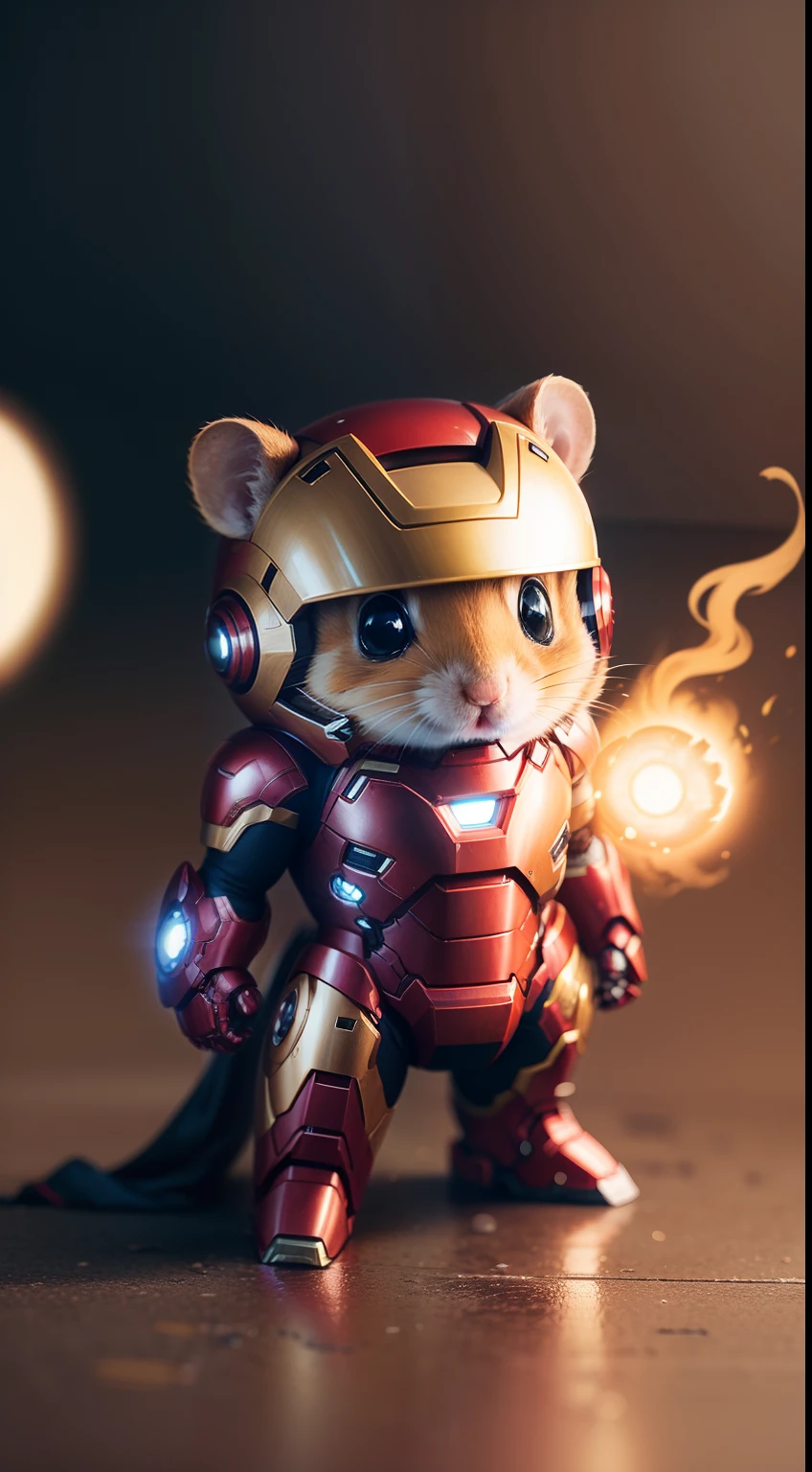 Cute hamster in Iron Man suit, Small, Tiny, estilo chibi, Full body, Sharp Focus, 8K Wallpaper, masutepiece