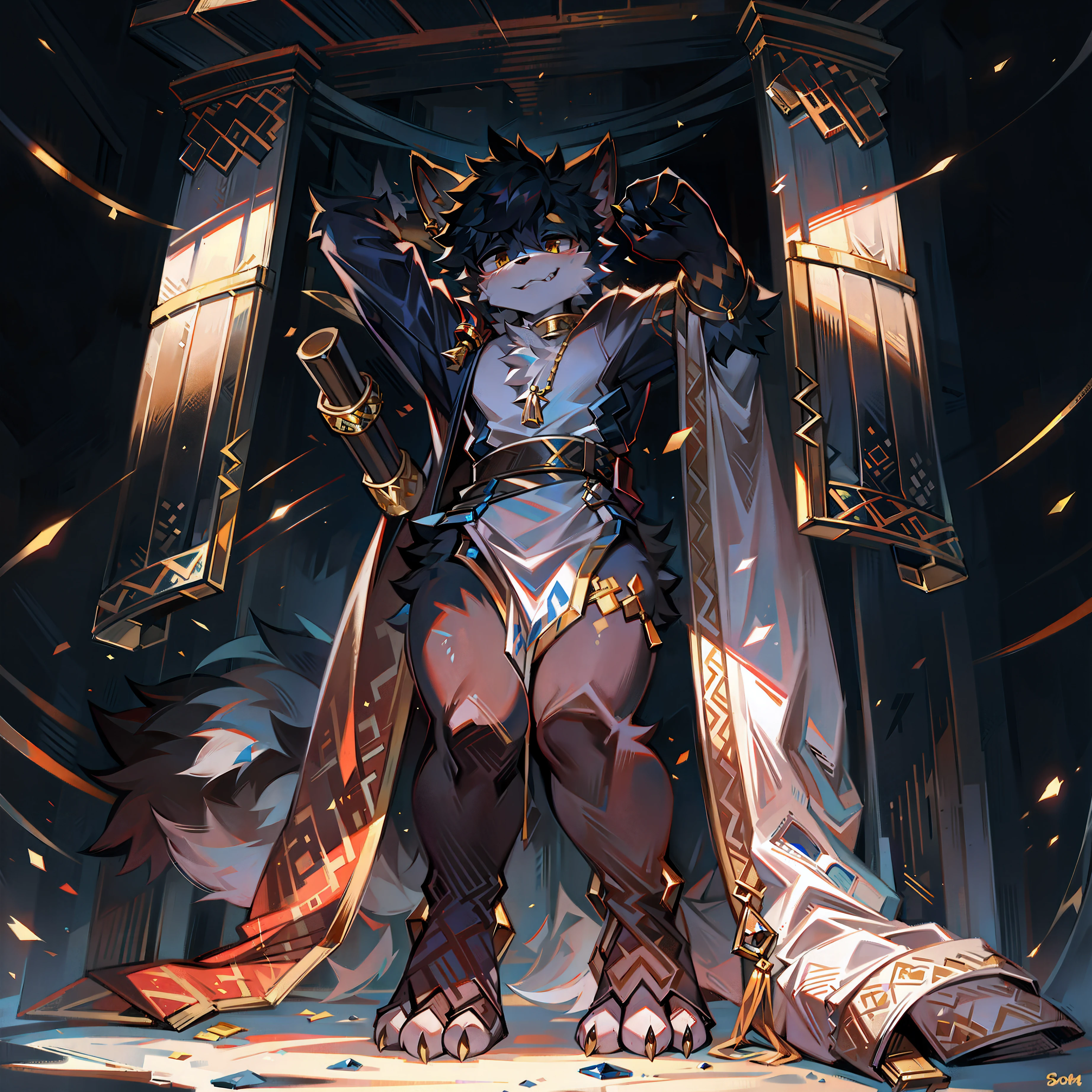 White fur,Gold-trimmed fur