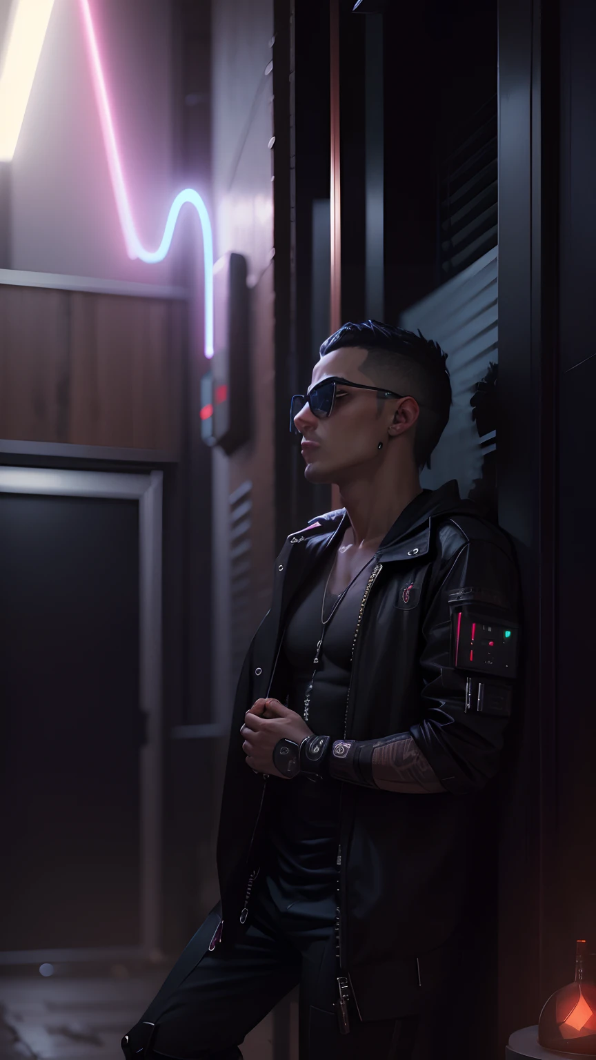Change background cyberpunk handsome boy, realistic, face, 8k, ultra realistic,