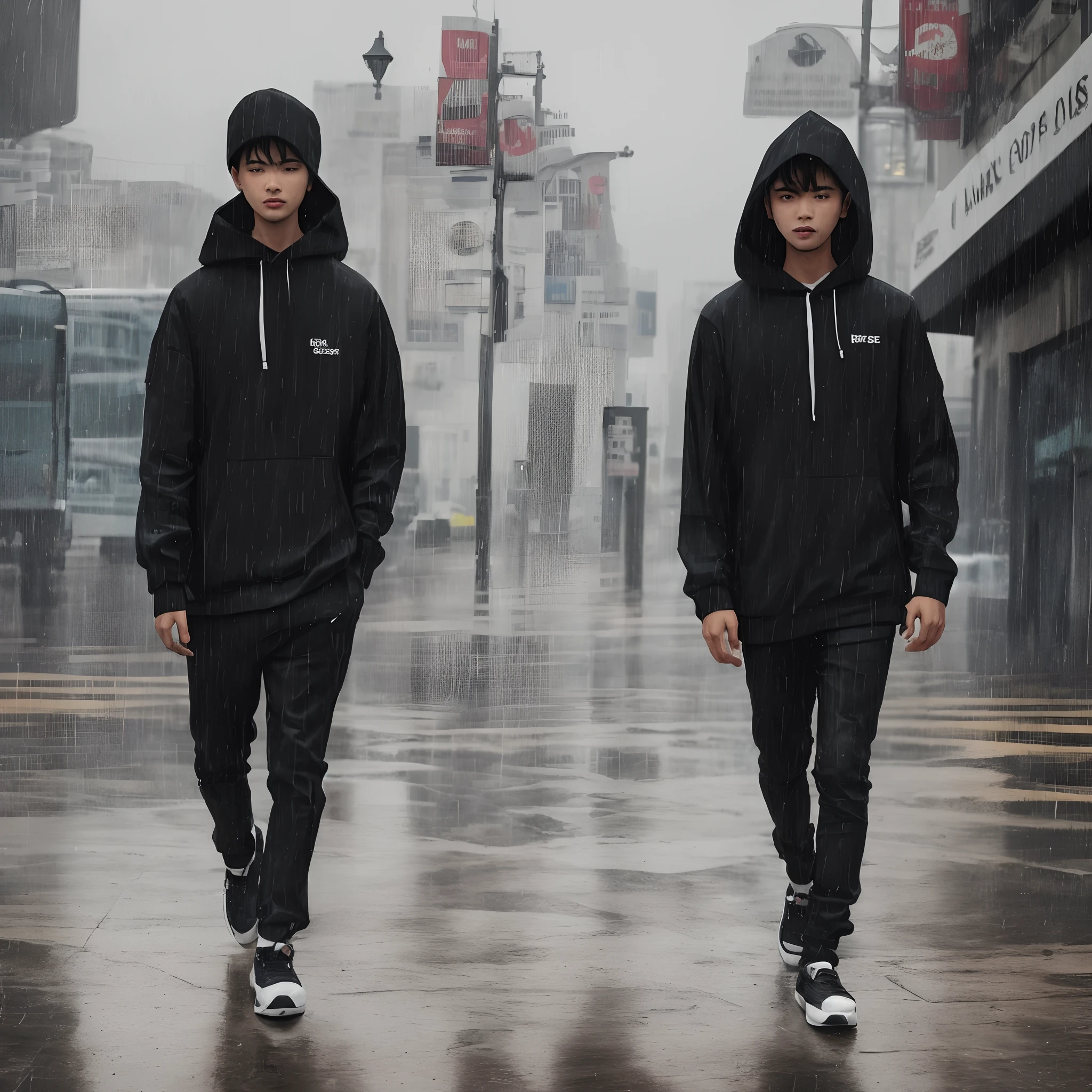 man
Black clothes
alone
Yin Kya
hood
rain