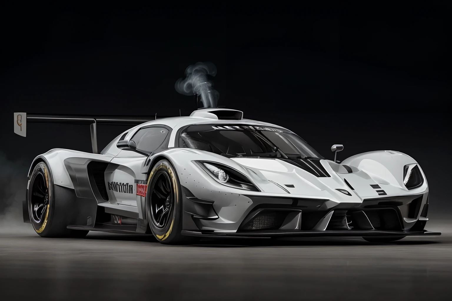 ((Race car specification hypercar ))、Sponsored livery、Smoke from tires、Flashy design、in detail、Aero parts、Live-action、Deep Rim、Detail Disk、Wide tires、Running on the race track、