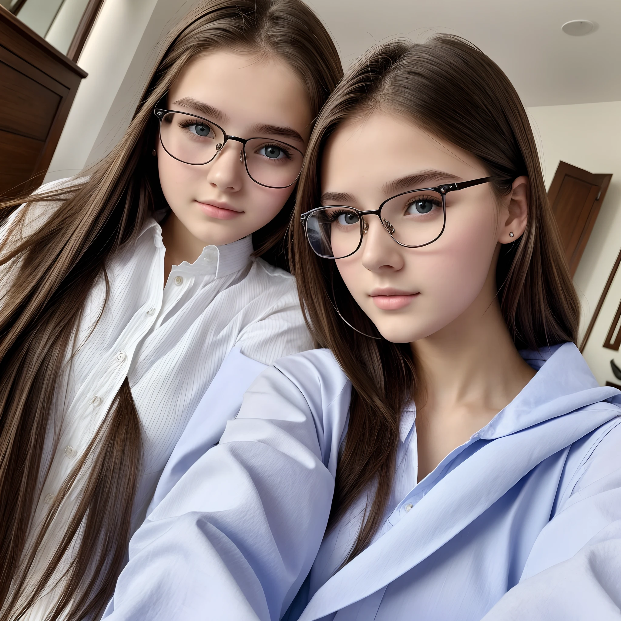 1girl, beautiful Caucasian, detailed skin, y.o, Masterpiece, the most beautiful girl in the world , selfie picture, wearing eye glass and normal cloth