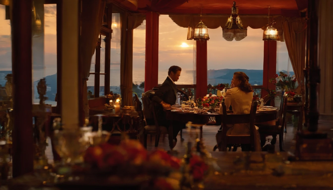 There was a woman sitting at the table
