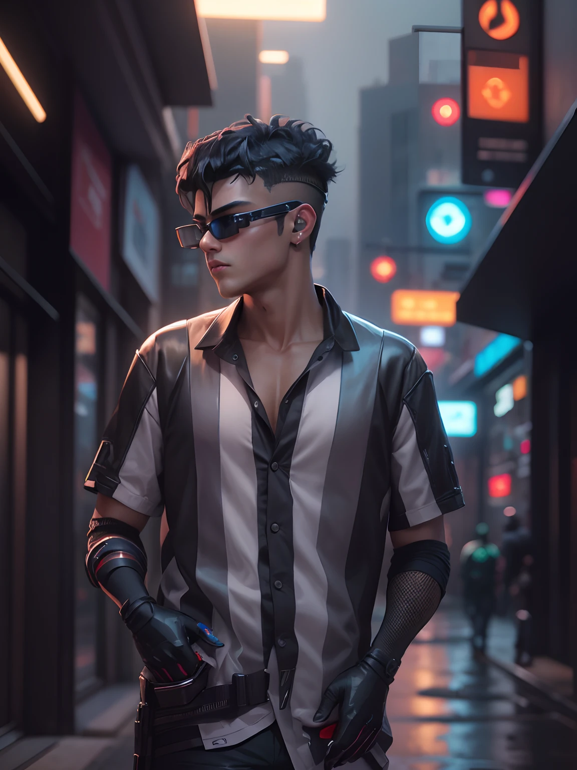 Change background cyberpunk handsome boy , realitie face, 8k, ultra realitie