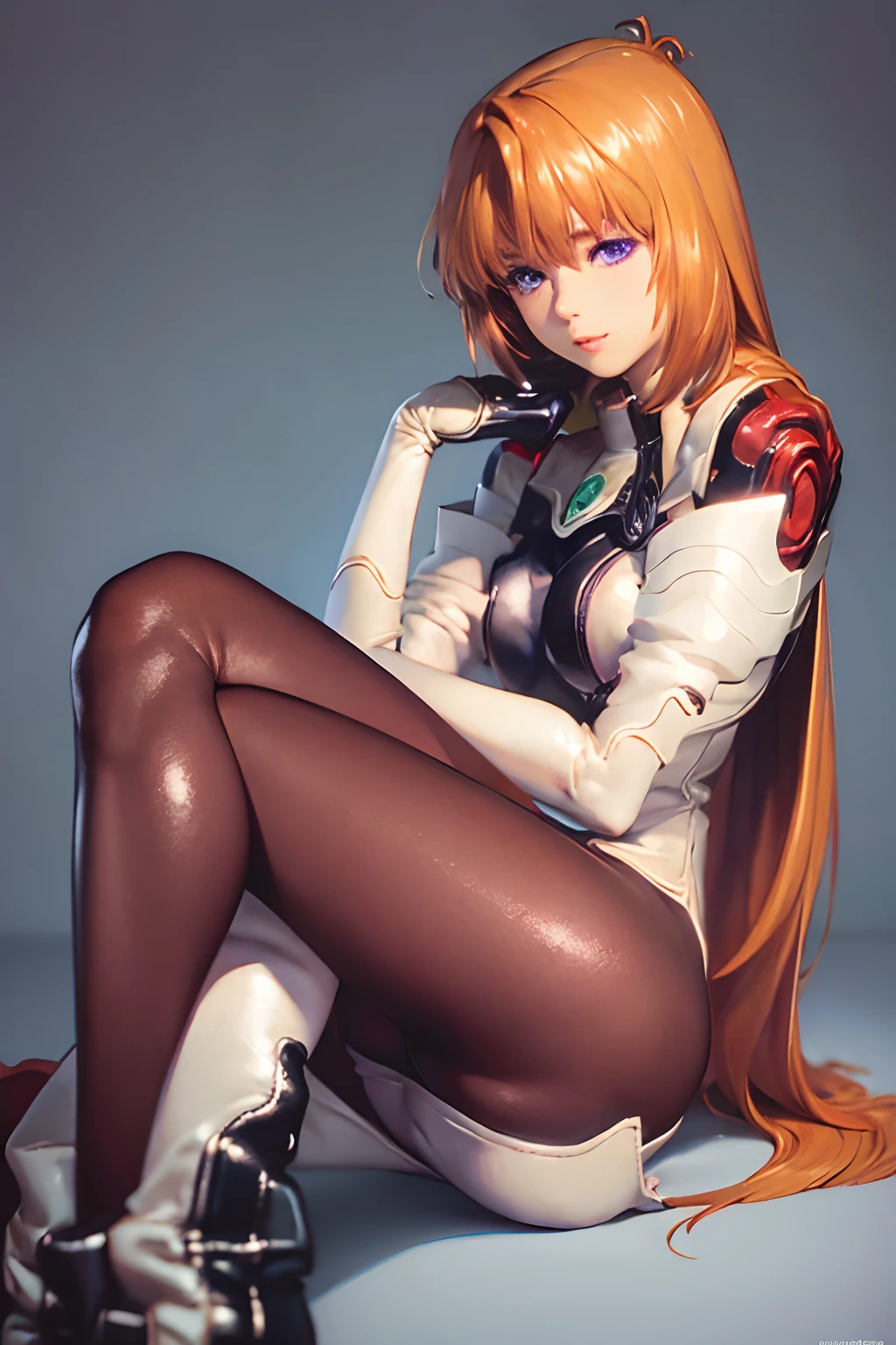 (masterpiece, best quality:1.2), solo, 1girl, purple iris, captain mizuki, parted lips, looking at viewer, uniform, pantyhose, gloves, tight clothes, boots, big lips, sexy