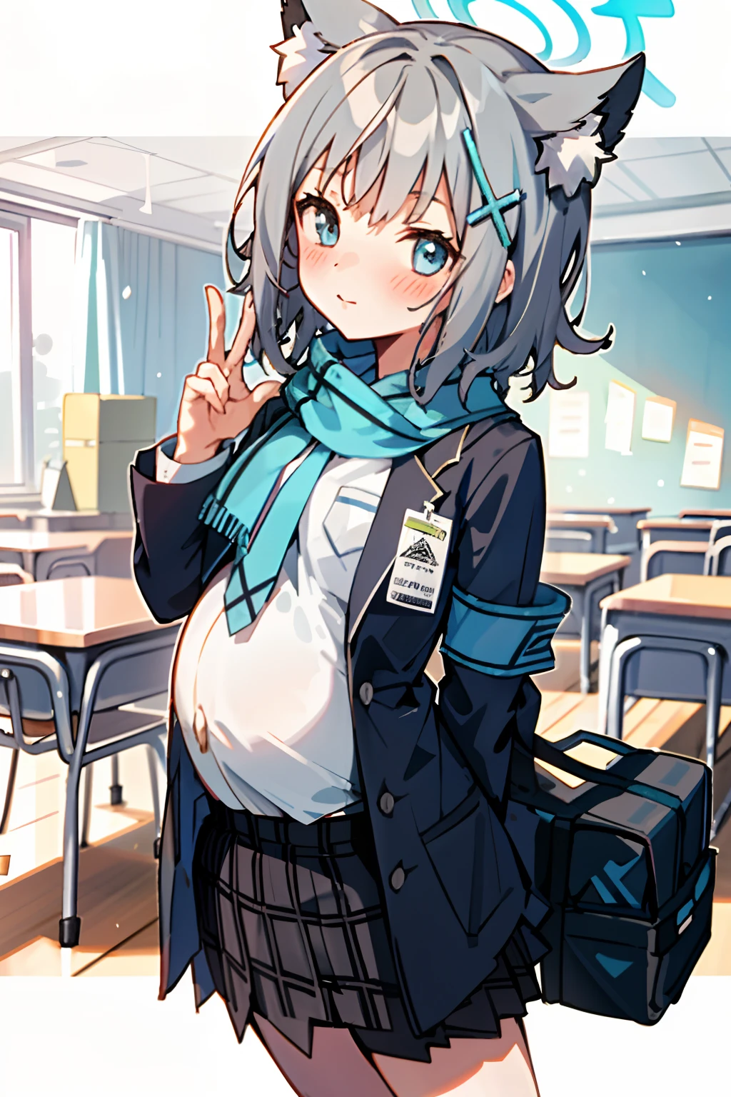 Anime character with a cat ears and a school uniform - SeaArt AI