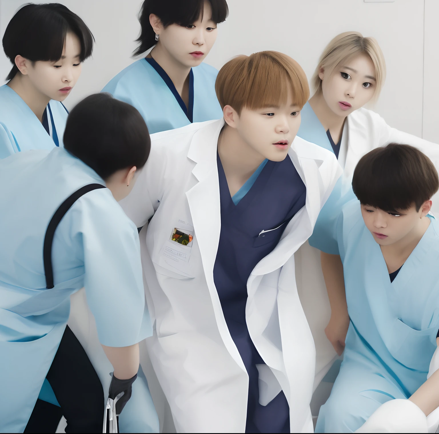Jimin being held back by doctors