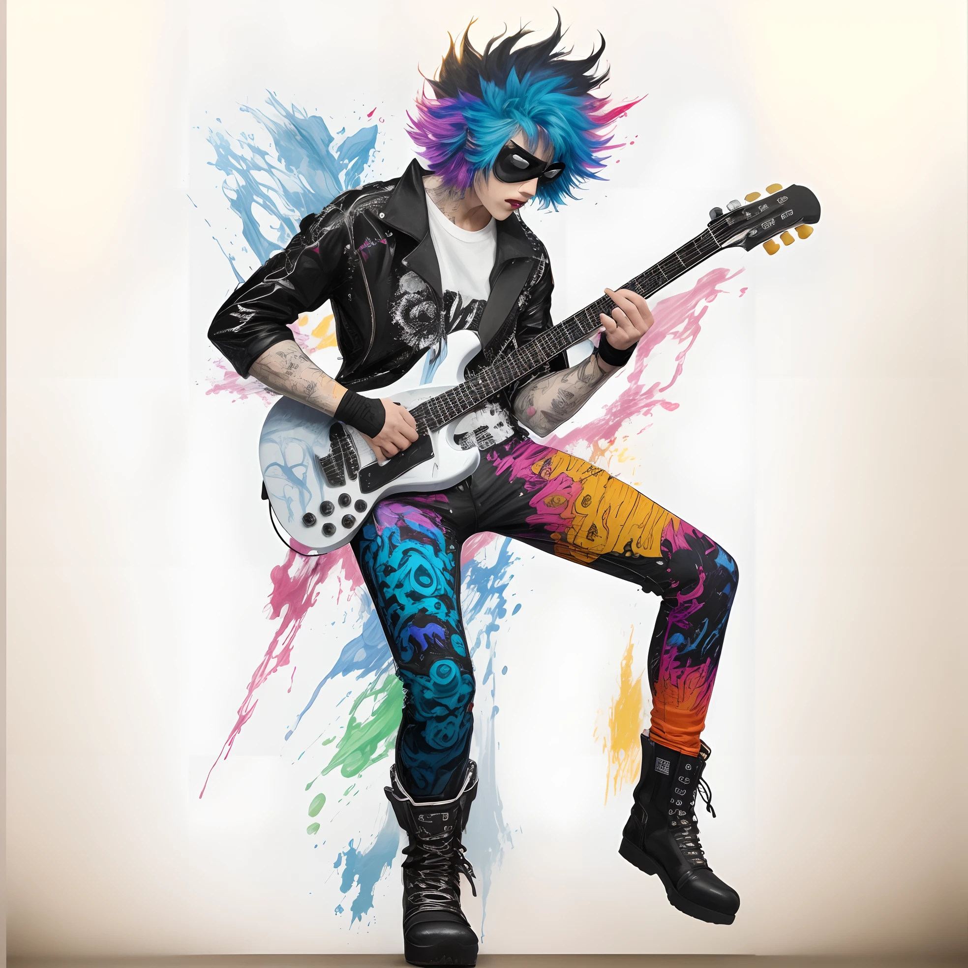 Full body Character,Yellow background,crayon drawing, monster human playing guitar,
deformation art,crayon drawing,abstract art,oil painting,wearing cool pants,cool legs,bautiful guitar,,beautiful guitar neek.cool black boots,
active,wearing black boots,well balanced legs,masterpiece,