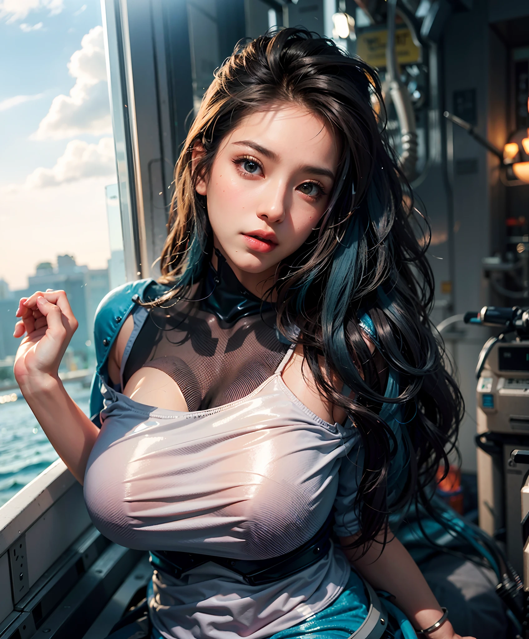 arafed woman beautiful asian girl, ig model | artgerm, asian girl, black haired girl wearing hoodie, korean girl, g(Best Quality, 8k, 32k, Masterpiece, UHD:1.3), (Photo of Attractive Japanese Woman), 1 Girl, ((Big Boobs:1.4)), (long wavy hair), Abs, Perfect Body, Ultra Detailed Face, Detailed Lips, Fine Eyes, double eyelids, pajamas, on the bed, (seductive), ((aroused:1.5)), ((areolae slip)), ((in heat)), ((milf)) sexy girl, busty, beautiful asian girl, gorgeous chinese model, jaw-dropping beauty, girl in mecha cyber armor, ferra white mecha, female mecha, mechanized valkyrie girl, beutiful white girl cyborg, armor girl, clothed in sci-fi military armor, scifi woman, in ocean blue lingerie futuristic armor, gorgeous female paladin, mechanized soldier girl, in ocean blue lingerie dress, sexy, curvy boobs