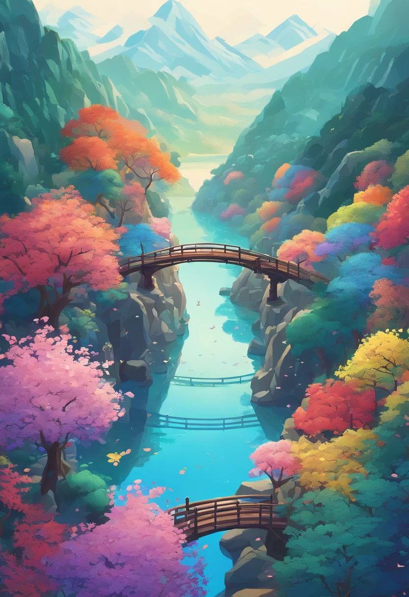 Skysky, blue colors, baiyun, after rainny, rays of sunshine, refractions, Seven colors, Red, Orange, Yellow, Green, Blue, Violet, arc-shaped, A bridge to heaven, llight rays, dream magical, wanting, Calm lake, inverted image, The outline of the tree, Birds fly, freshen, magical, Beautiful natural landscape