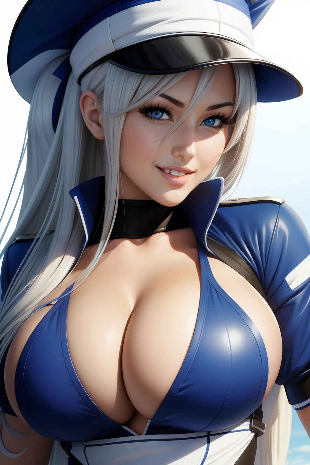 lucy pinder, face portrait, smiling, anime character, ESDEATH.