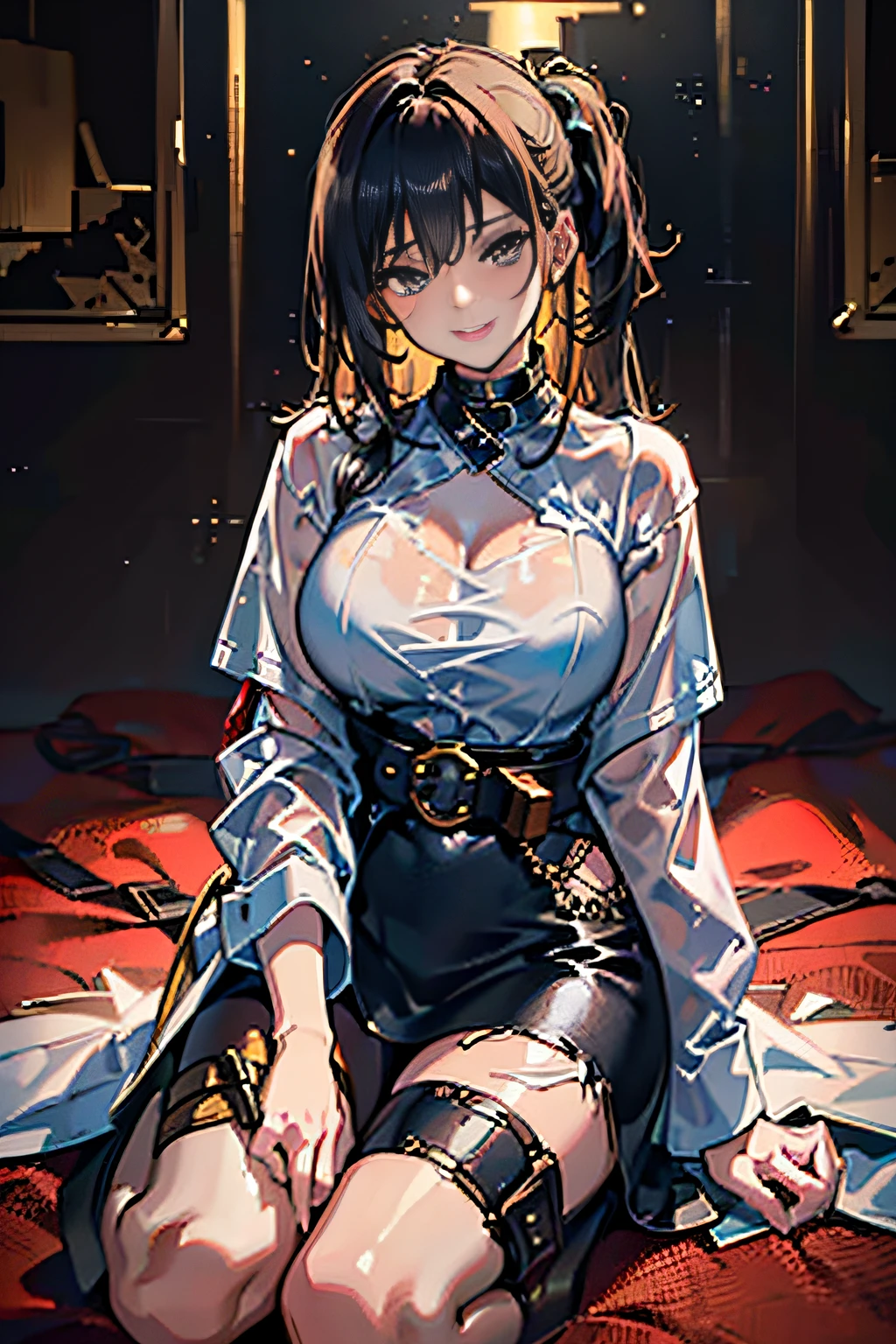 Townscape of the Wild West,Wasteland,Gunslinger Costume,Short leather jacket with open front,Torn and tattered white shirt,Torn and tattered damaged jeans,(Wrap the gun belt around your waist:1.3),(gun holster:1.3),Equipped with a Winchester M73 rifle on her chest,Cowboy Hat,(Generate globally beautiful women images,Especially while reflecting elements of Western beauty,Woman with natural smile and attractive expression,Transparent skin,sparkle in eyes,Expresses an elegant atmosphere,(in 8K, Raw photo, Best Quality, masutepiece),Sunlight ,Cinematic lighting,(Realistic, Photorealsitic),,(crouching down:1.3),