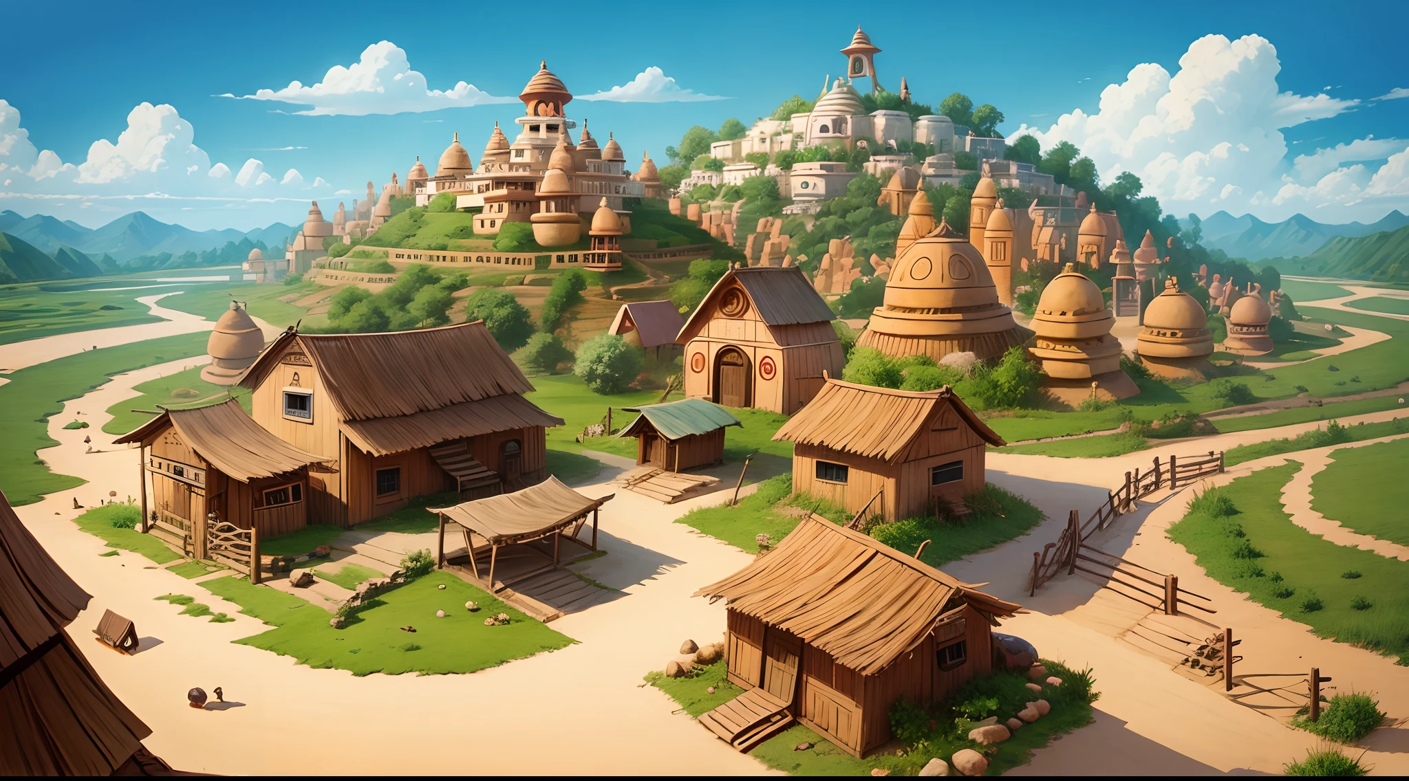 Cartoon indian village in cartoon