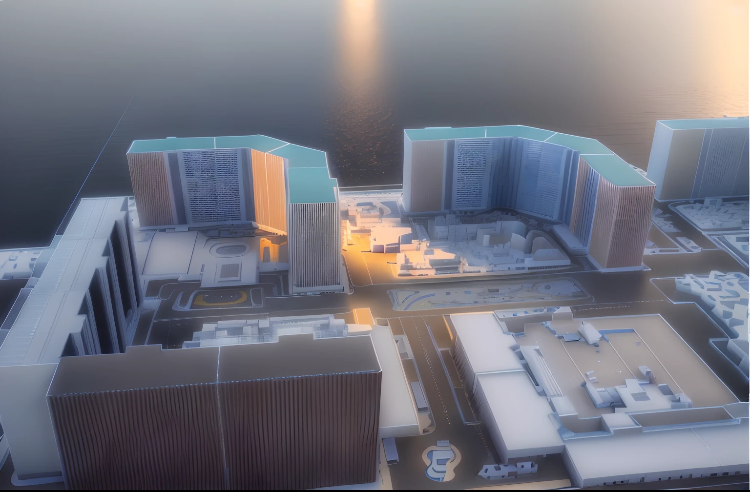 There is a 3D image of the city with many buildings, complex 3 d render, Complex 3 D rendering, highly detailed model, 3d highly detailed, 3 d highly detailed, conceito, wide establishing shot, concept art highly detailed, Complex detailed environment, 3d concept, 3d concept, 3d rendered model, highly detailed 3d render