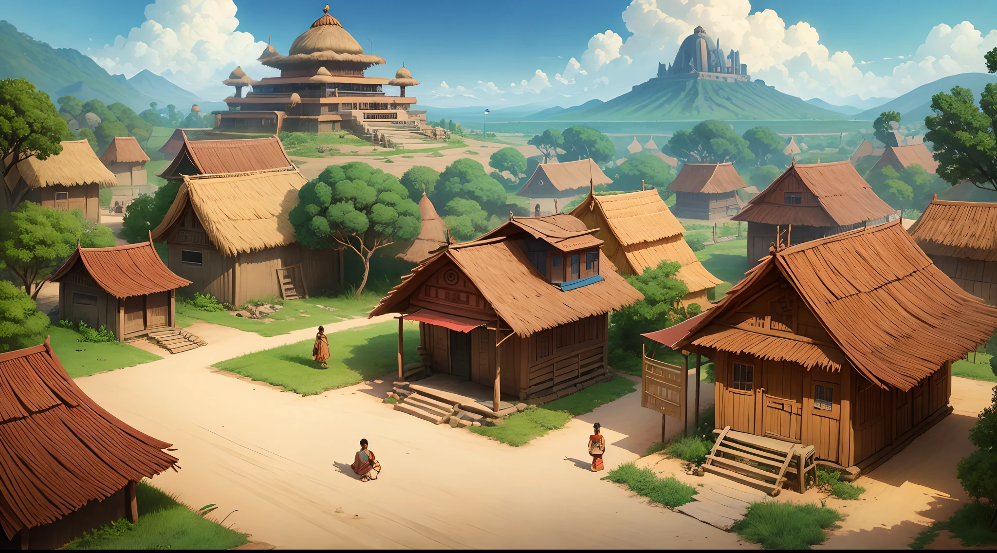 Cartoon indian village in cartoon