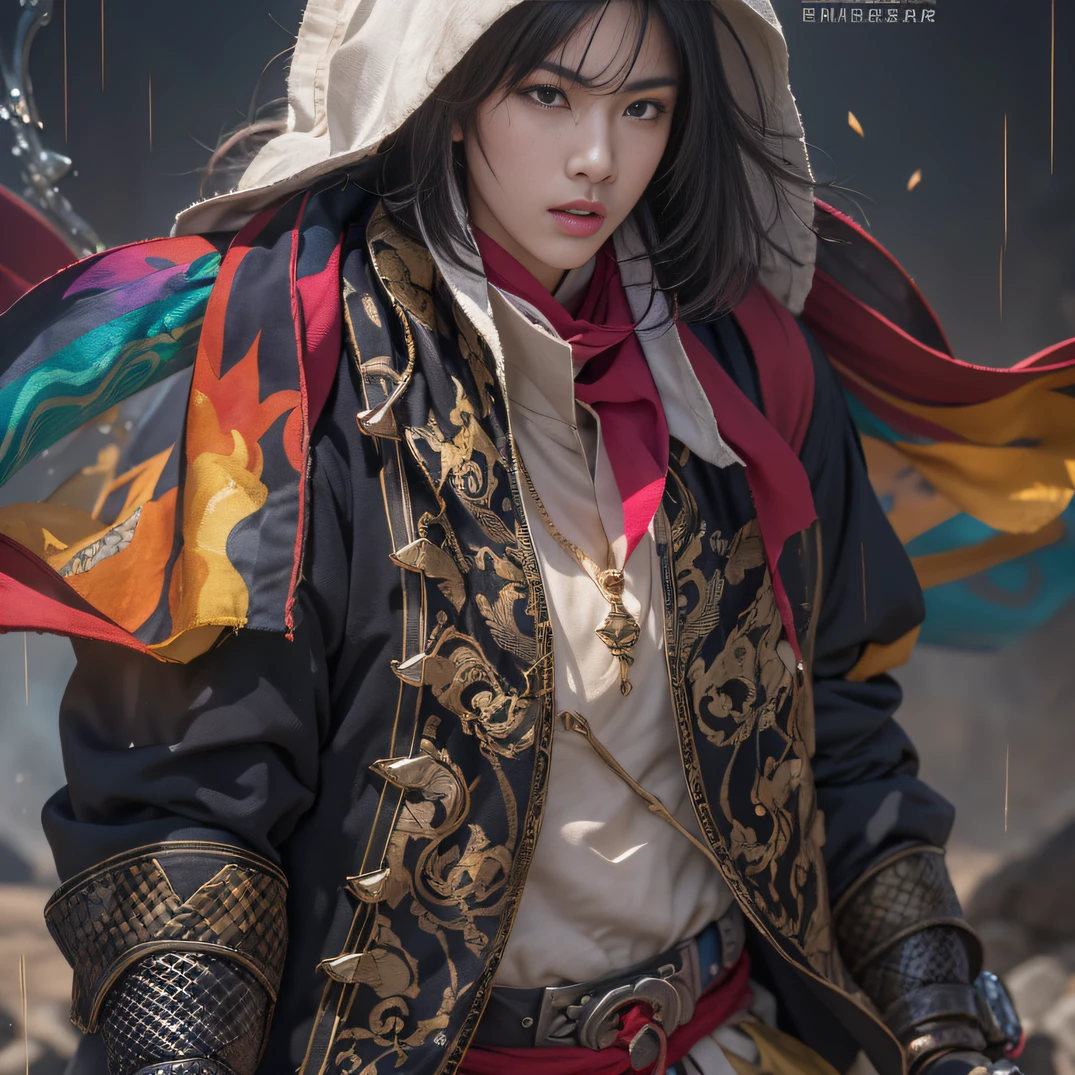 (Sunny)My eyes were full of confusion,He clenched his fists,Rush up,Deliver a fatal blow to your opponent,full bodyesbian,Full Body Male Mage 32K(tmasterpiece,k hd,hyper HD,32K)Flowing black hair,The camp is disorganized,zydink, Rainbow colors, patriot (rainbowing), (Linen batik scarf), Angry fighting stance, looking at the ground, Batik linen bandana, Chinese python pattern long-sleeved garment, (Abstract propylene splash:1.2)(((rainbowing))),The male mage was furious,