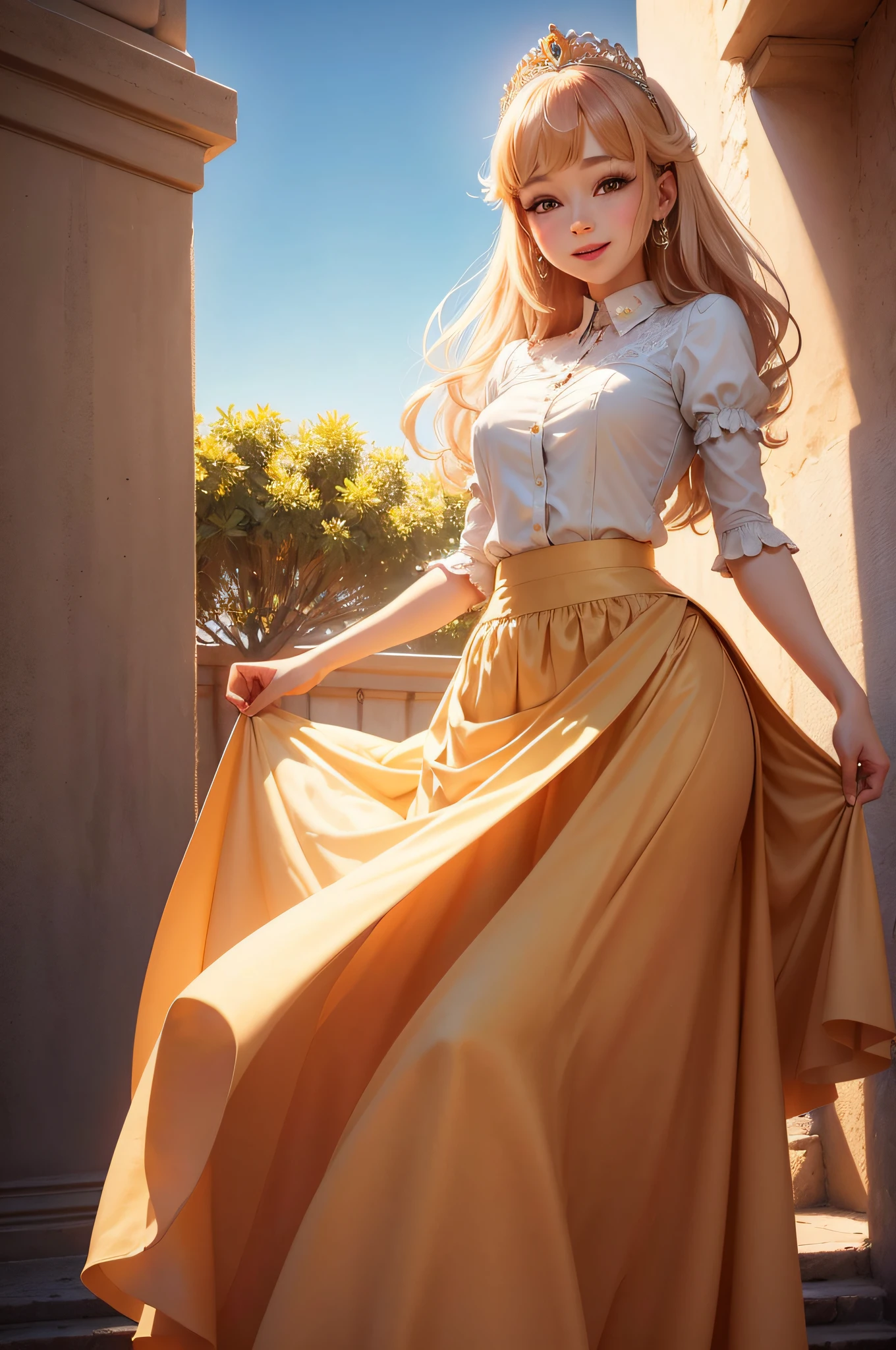 Magical princess,in a skirt,long skirt,beautiful lovely,high qulity,Sunny and cheerful