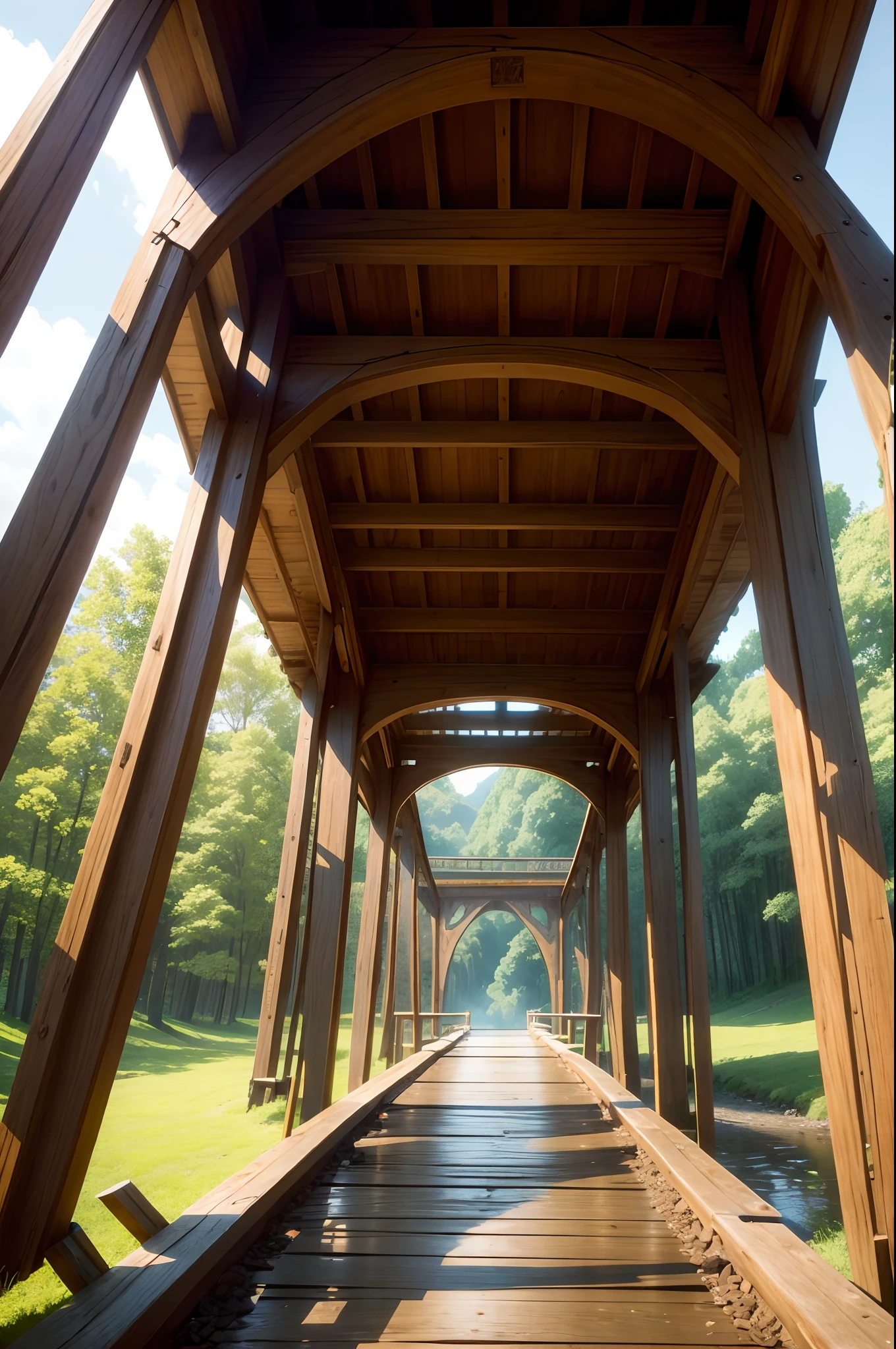 Wooden trestle bridge, The style is similar, connections
