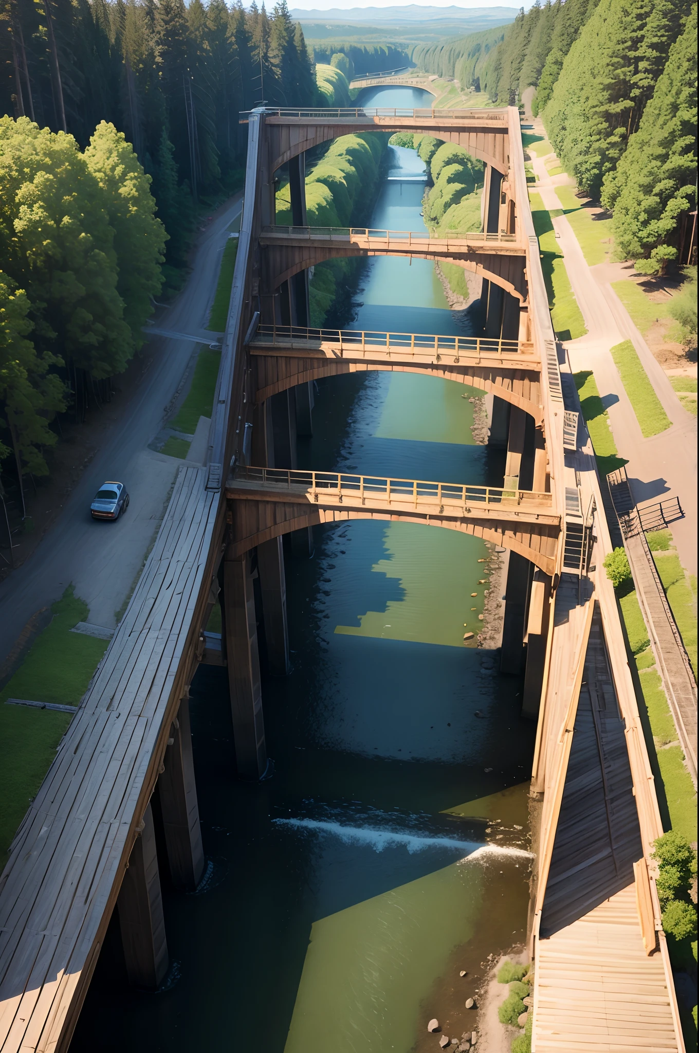 Wooden trestle bridge, The style is similar, connections