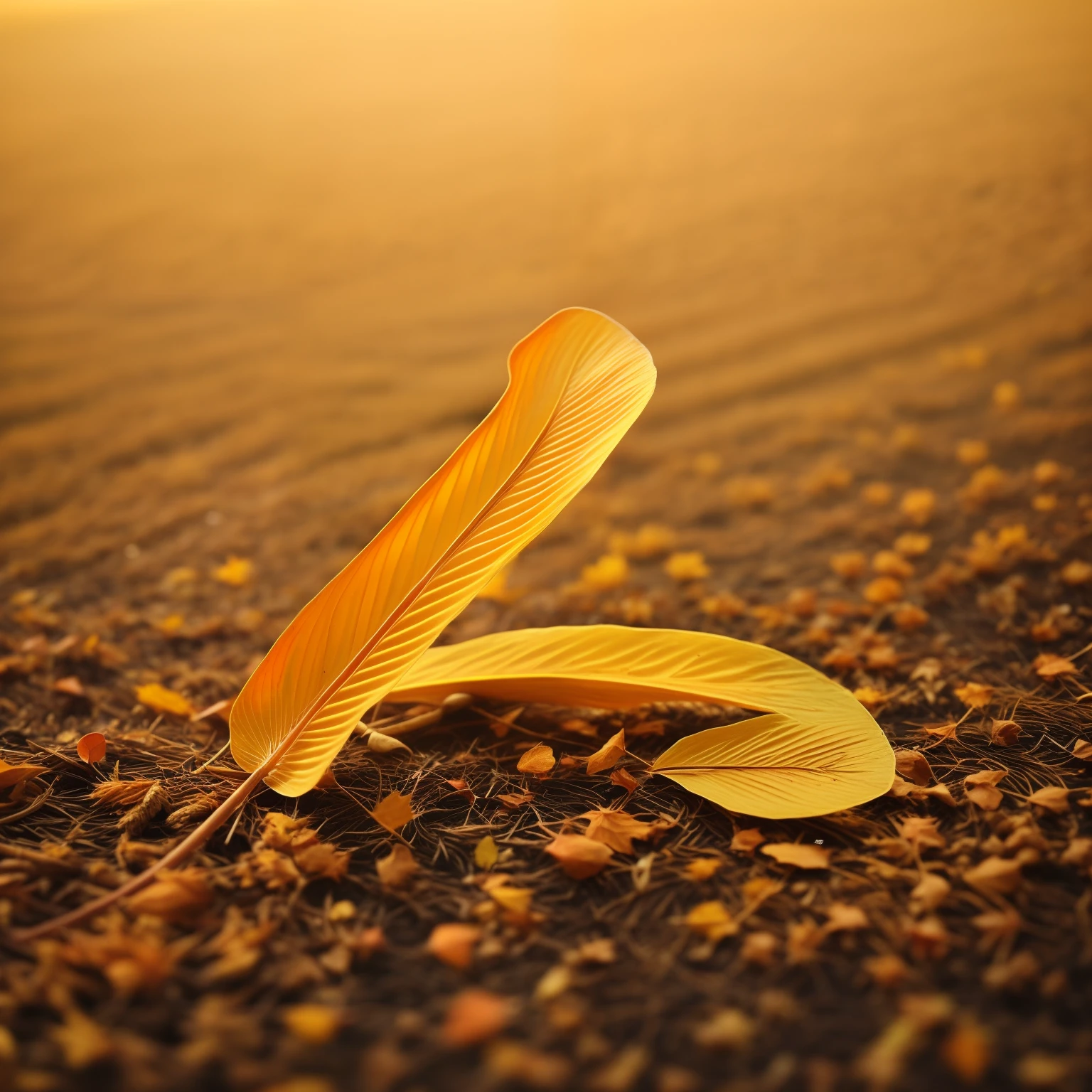 Autumn, fallen leaves, wheat, rice fields, details, abundant