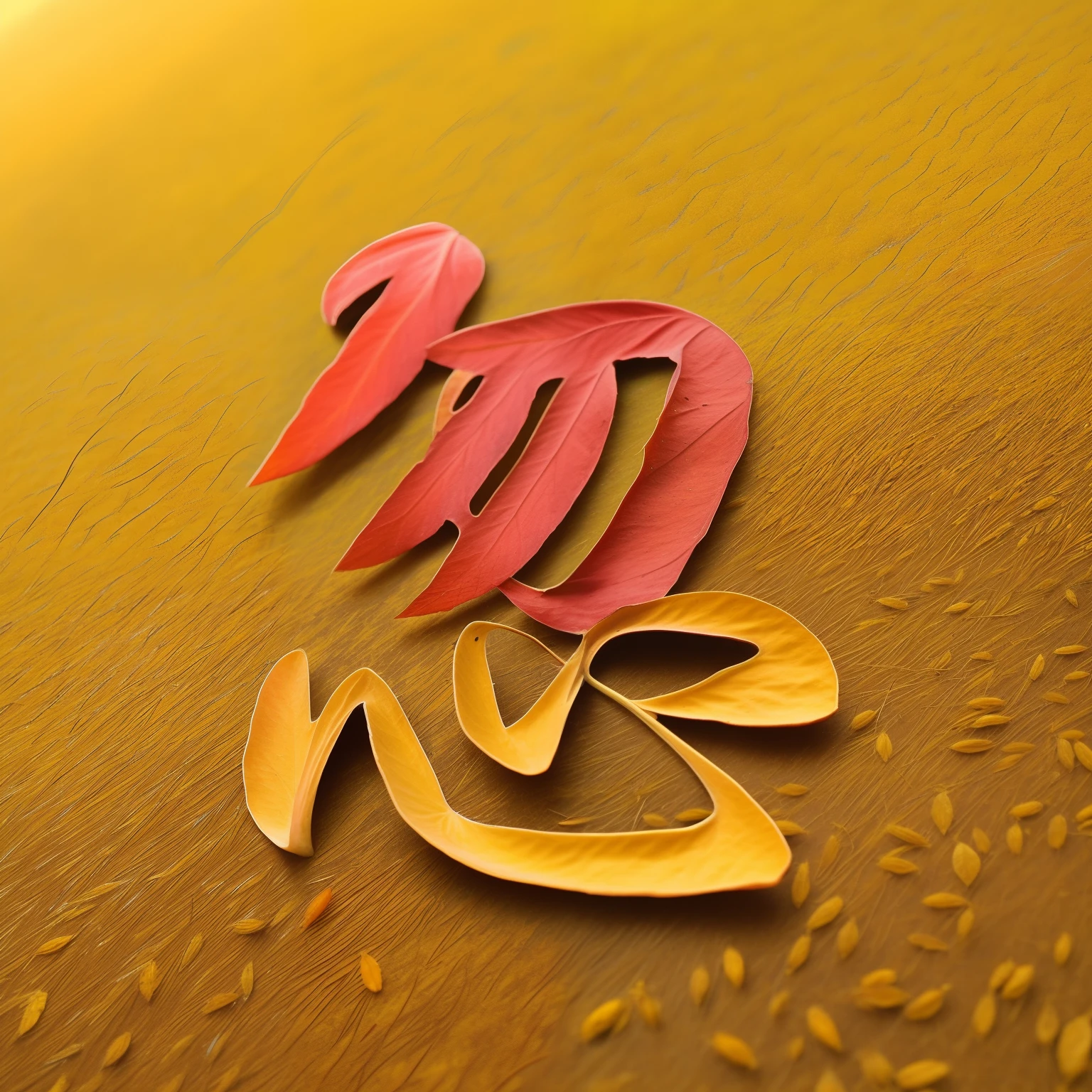 Autumn, fallen leaves, wheat, rice fields, details, abundant