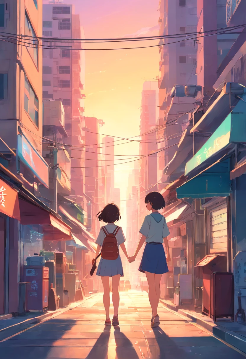 Hong Kong streets,no people ,tmasterpiece,best qualtiy,hong kong,Central Coast,Floating in the sky,closeup cleavage,brightly,Warm and soft lighting,the sunset,(spark of light:0.7)